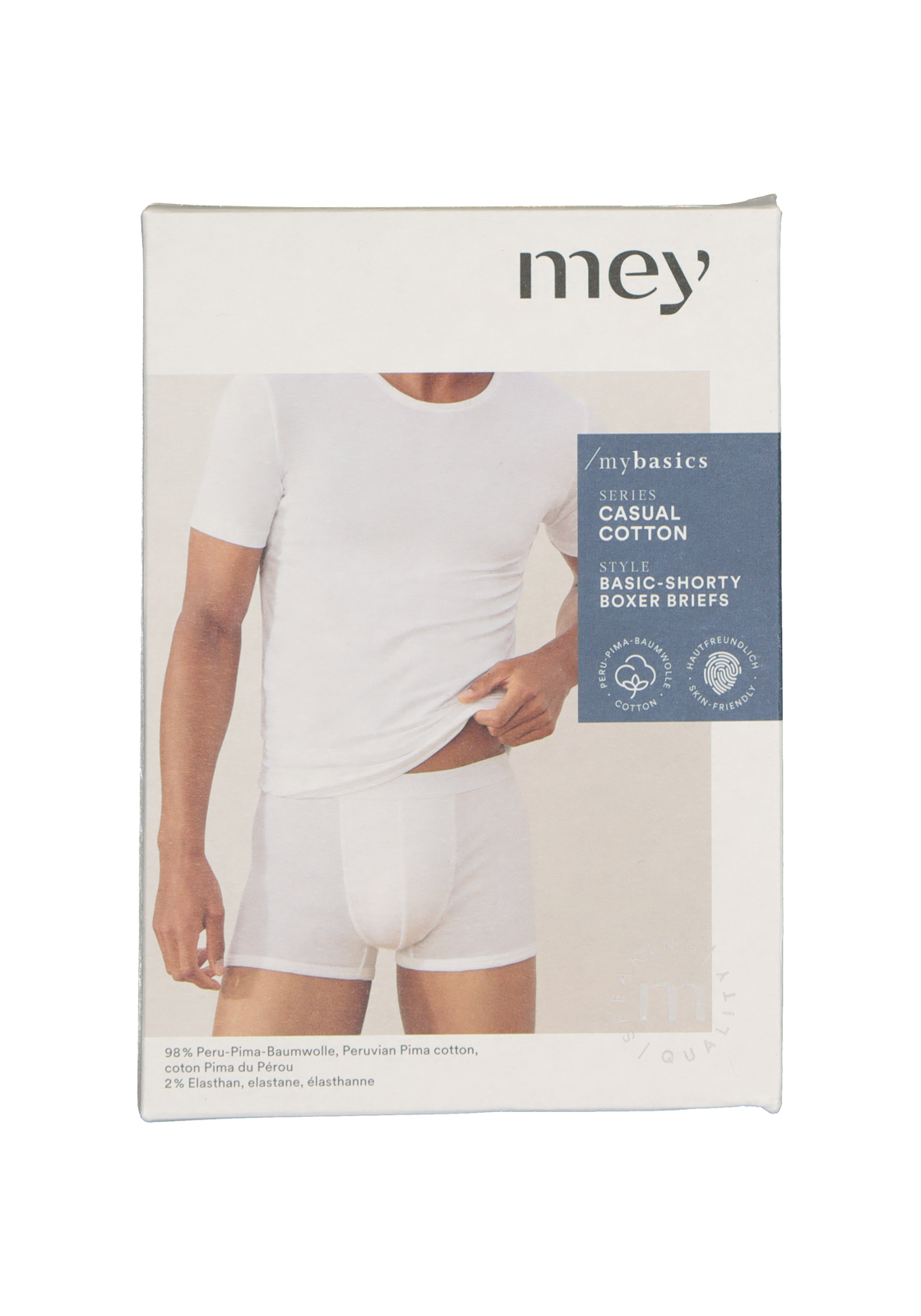 3-4004124244506_HR Mey Casual Cotton shorty (1-pack), heren boxer kort met zachte tailleband, wit