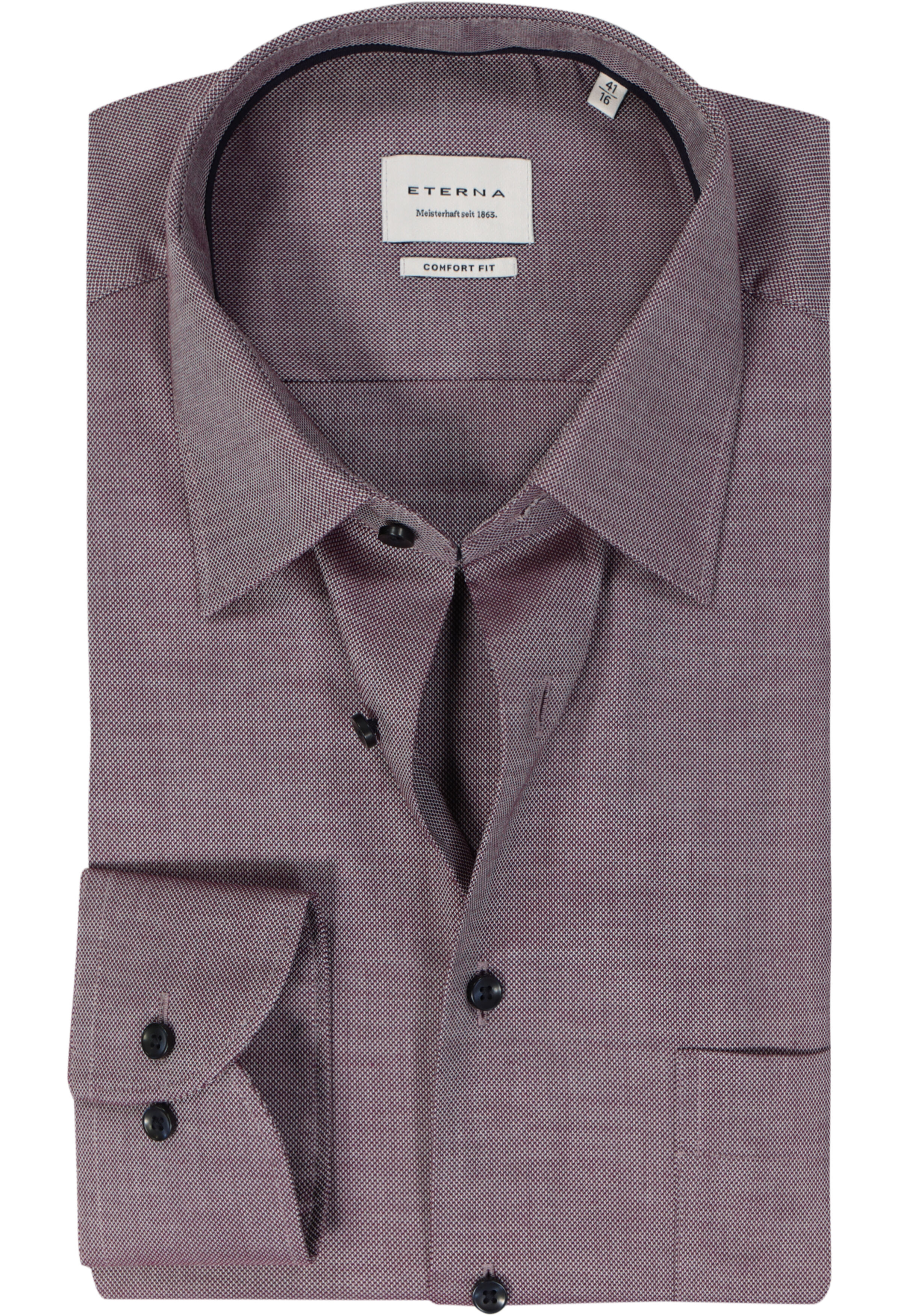 ETERNA comfort fit overhemd, natte, donkerrood