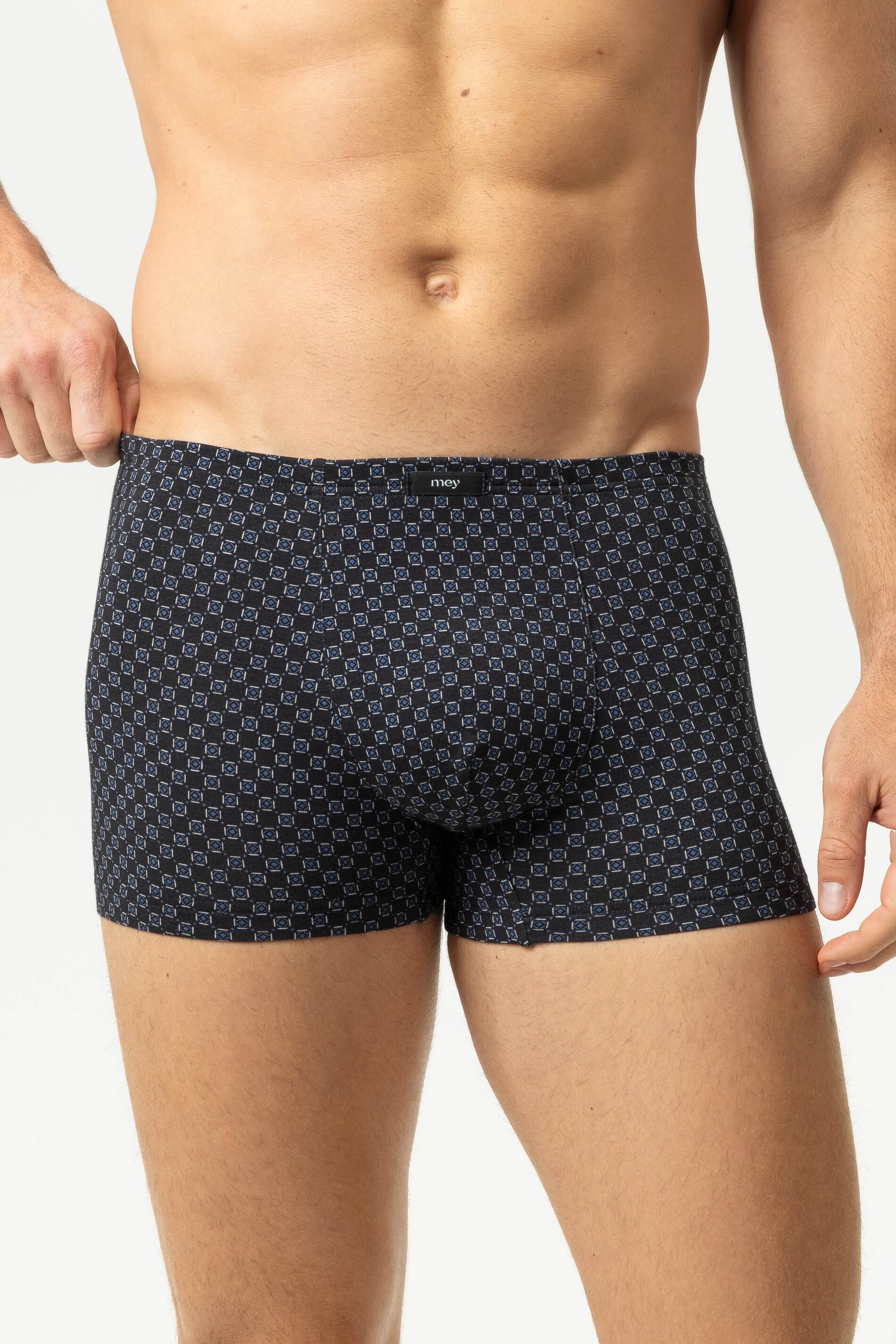 Mey heren shorty White Squares, boxers kort, donker warmgrijs
