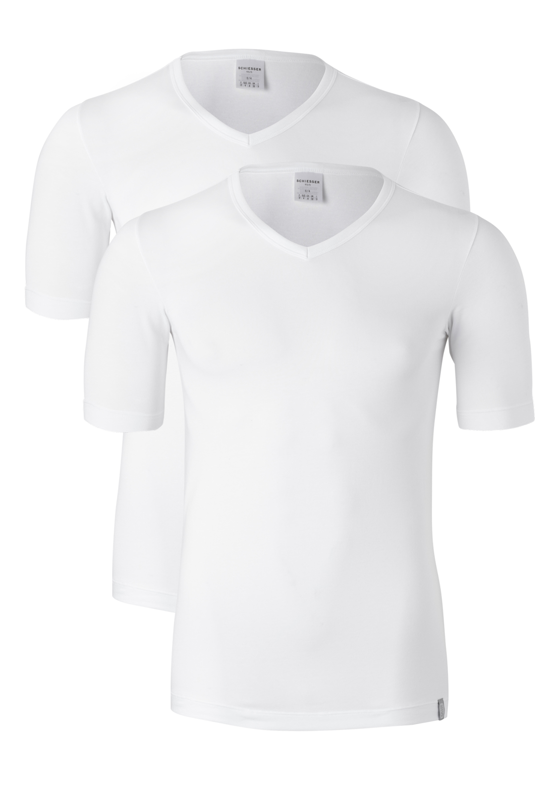 alan_red_shirt137163100_duo SCHIESSER 95/5 heren T-shirt (2-pack), V-hals, wit