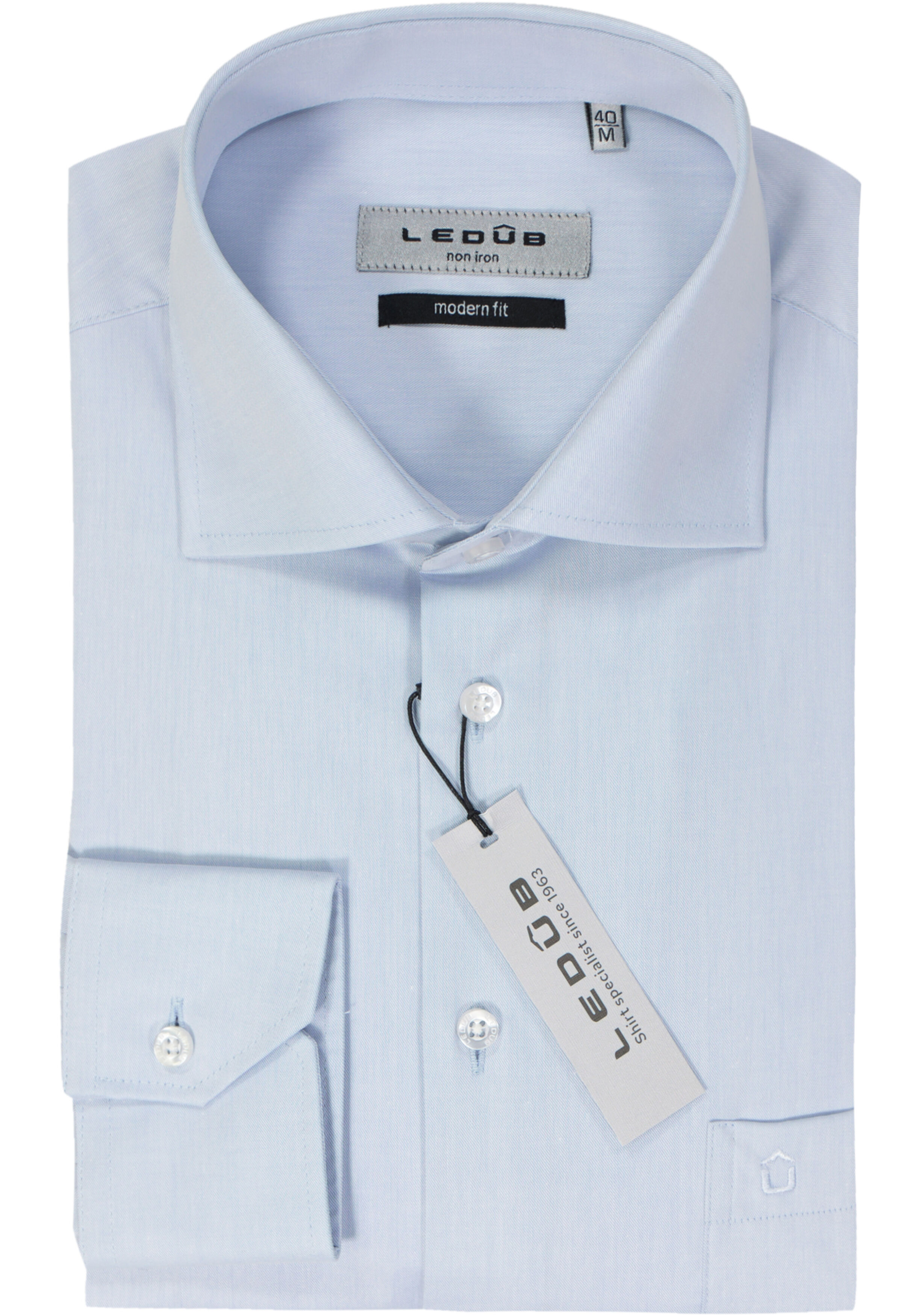 Ledub modern fit overhemd, lichtblauw twill 