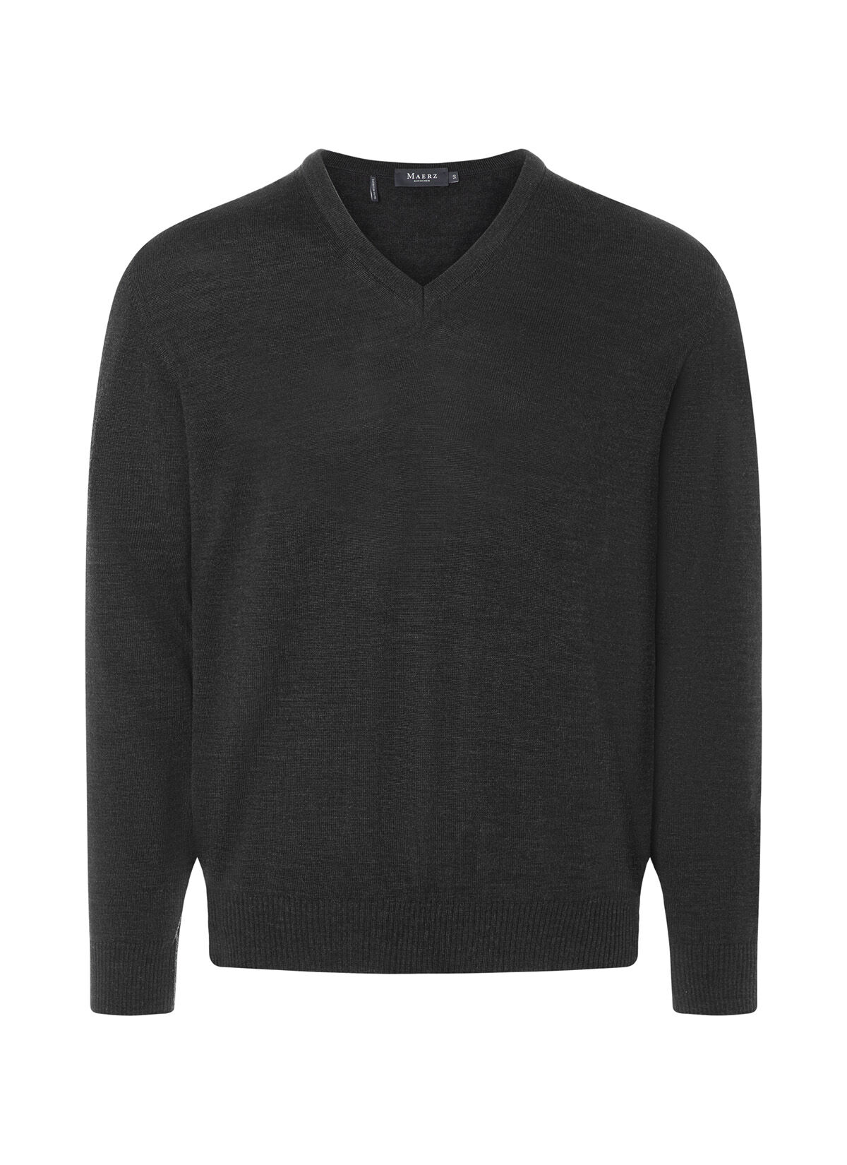 MAERZ Classic Fit heren trui met V-hals wol, antraciet grijs