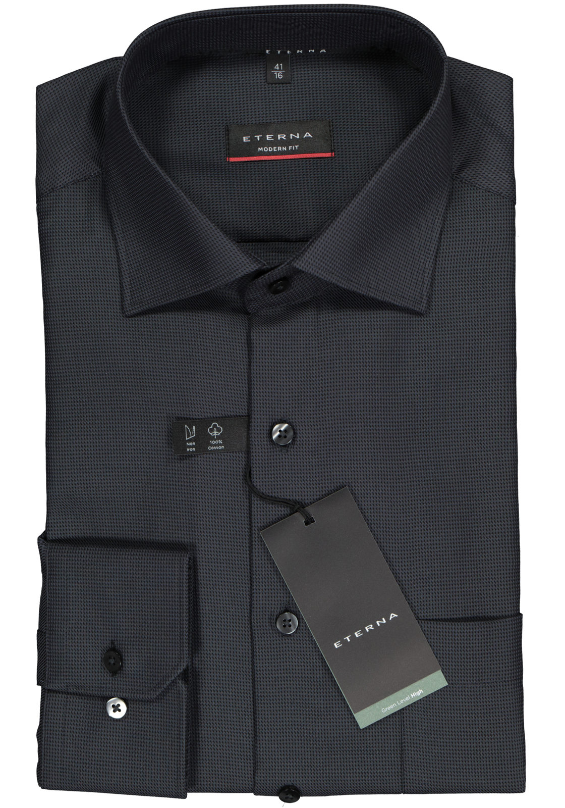 2-4062403971499_eterna-overhemd_HR ETERNA modern fit overhemd, structuur, antraciet grijs