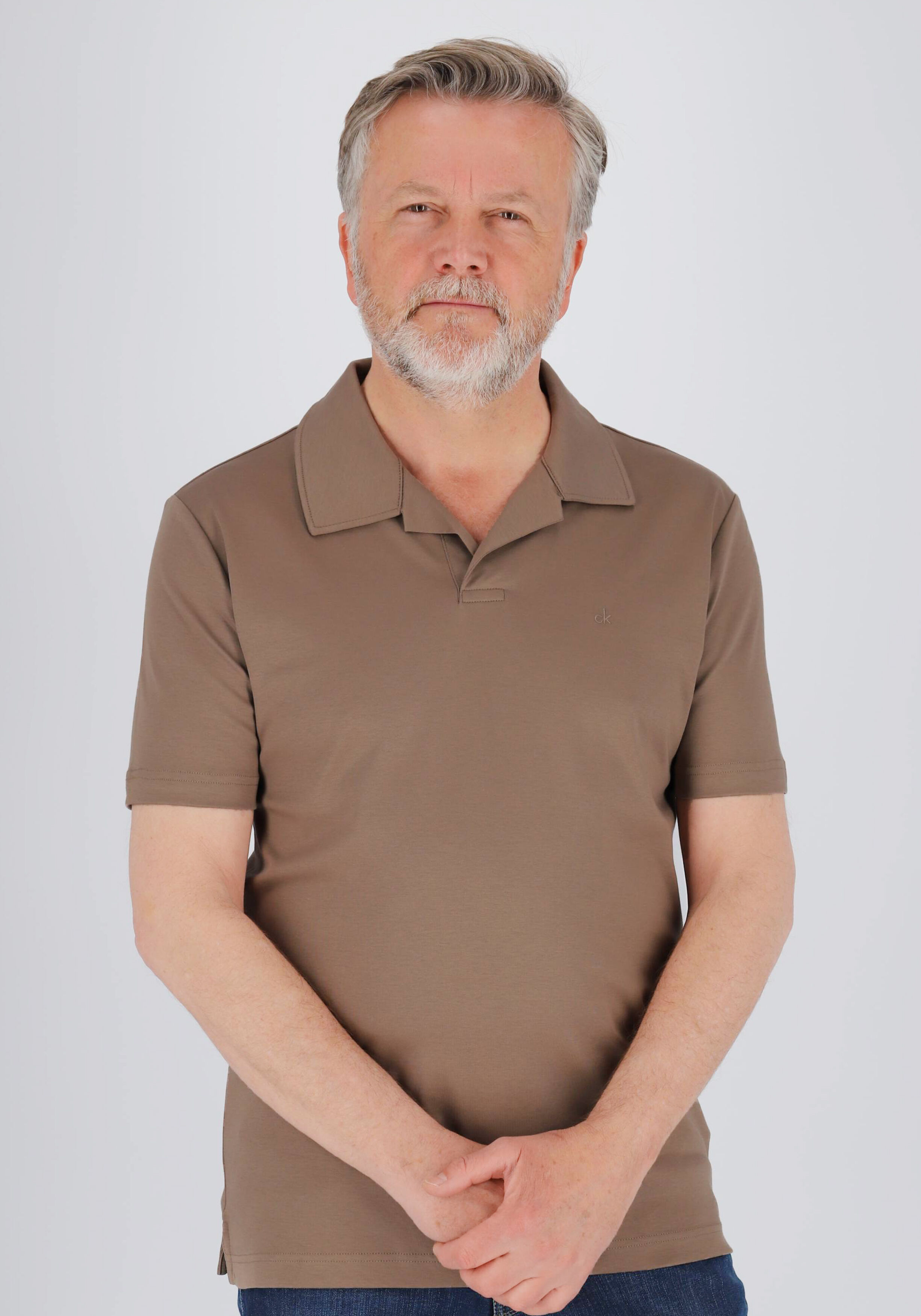 Calvin Klein Liquid Touch Slim Polo, heren poloshirt, taupe