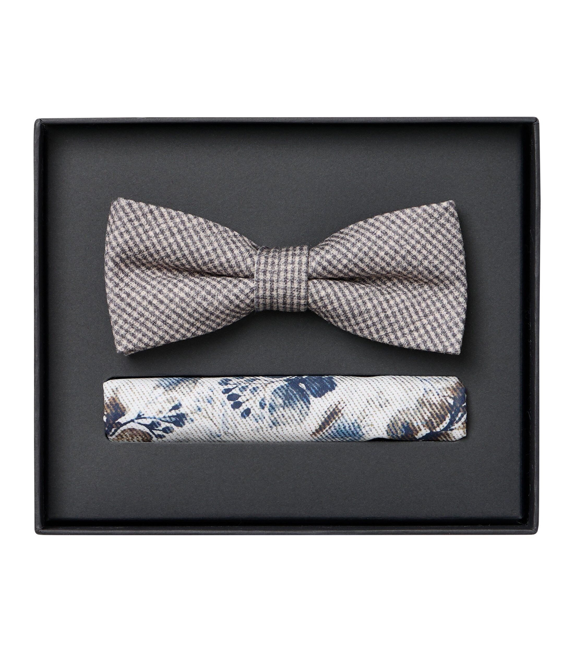 VENTI set met vlinderdas en pochet, rood met blauw en wit dessin