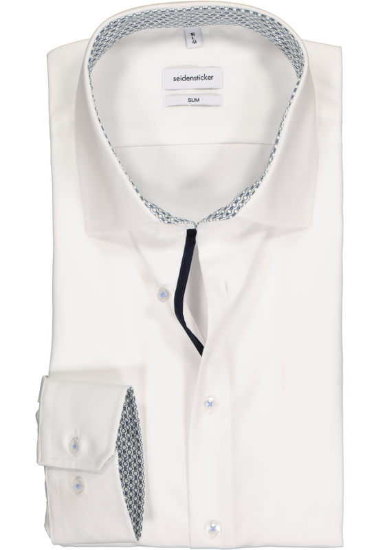 Seidensticker slim fit overhemd, wit (contrast)   Seidensticker slim fit overhemd, wit (contrast)