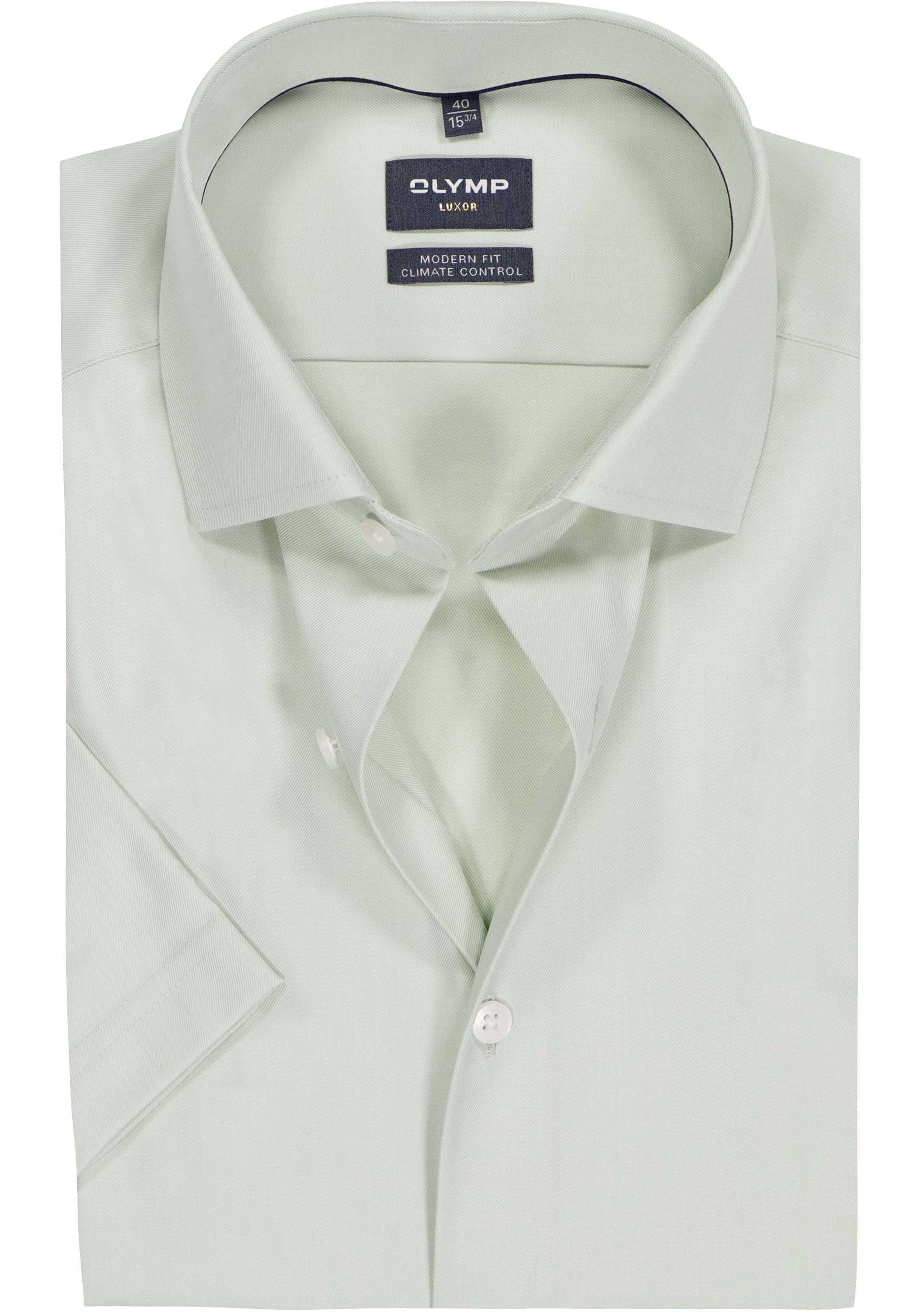OLYMP 24/7 Luxor modern fit overhemd, korte mouw, twill, limoen geel