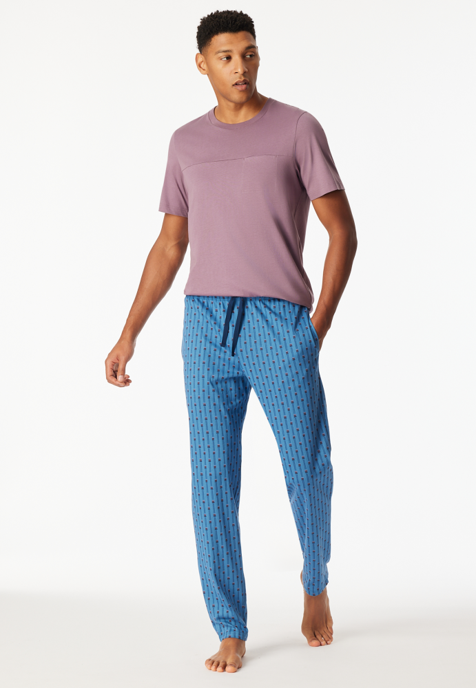 SCHIESSER Mix + Relax Pantalon, heren loungebroek, blauw dessin