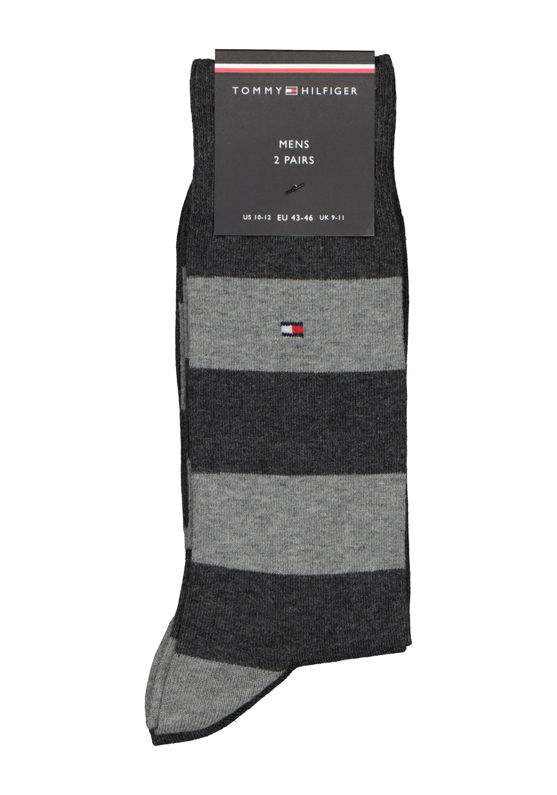 5-8718824411668_sok_HR Tommy Hilfiger Rugby Stripe (2-pack), herensokken katoen gestreept en uni, antraciet-grijs