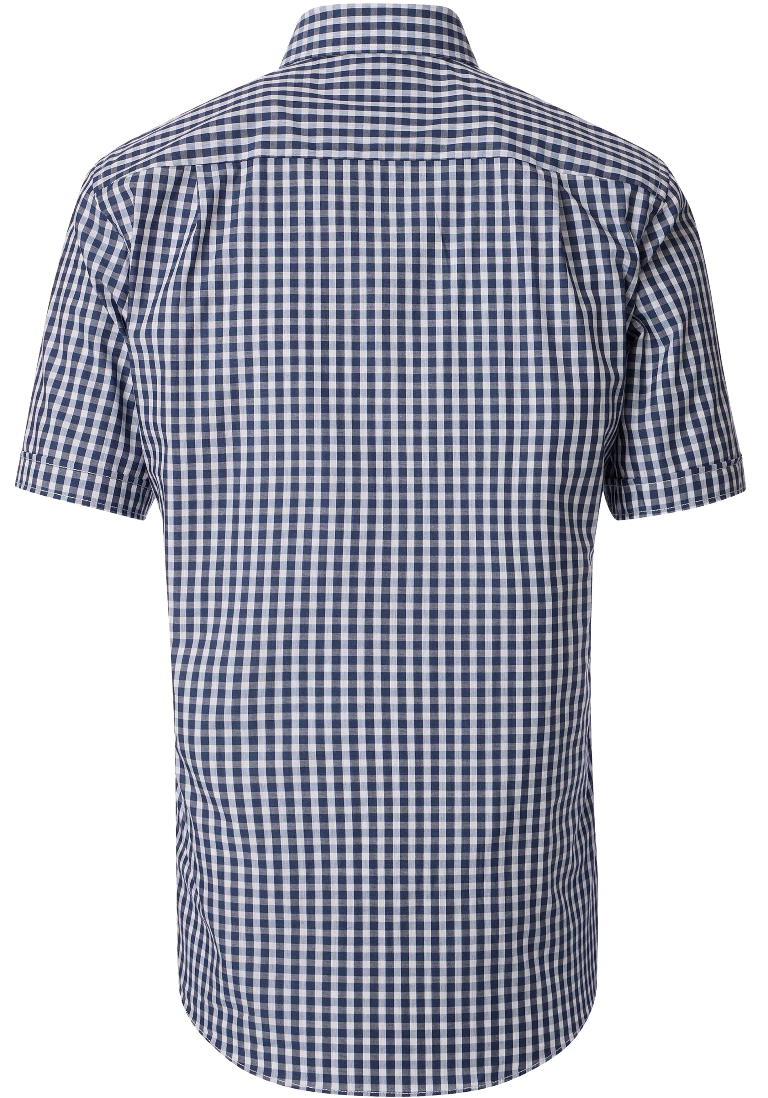 CASA MODA Sport comfort fit overhemd, korte mouw, structuur, blauw met wit geruit