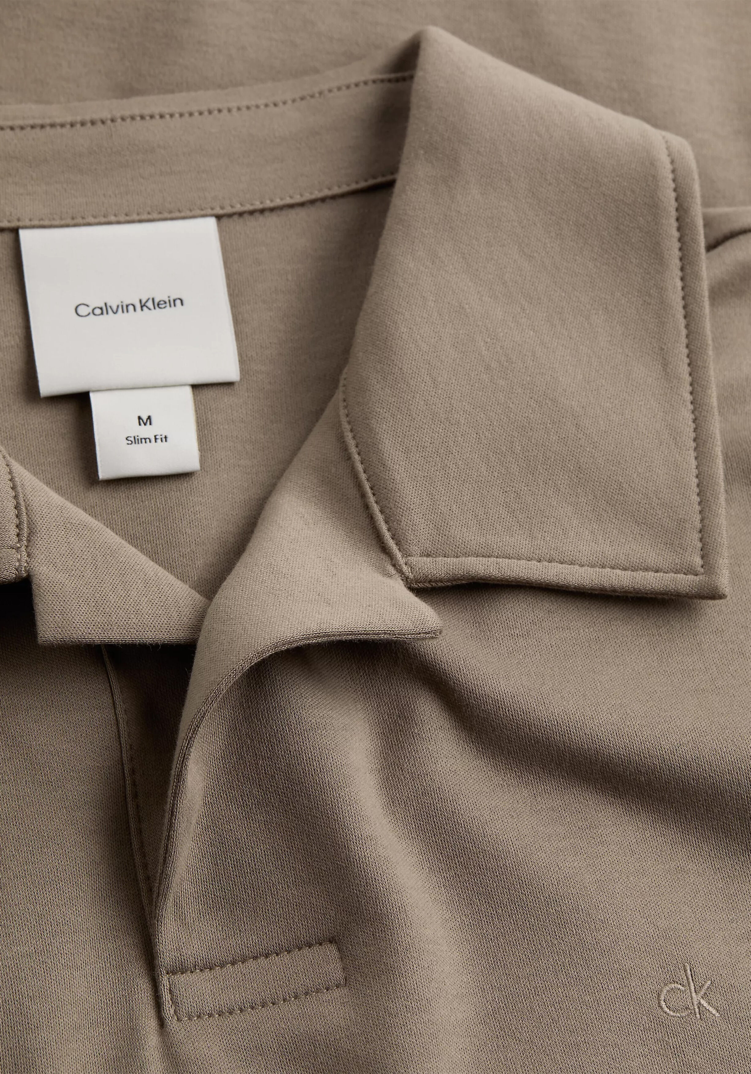 Calvin Klein Liquid Touch Slim Polo, heren poloshirt, taupe