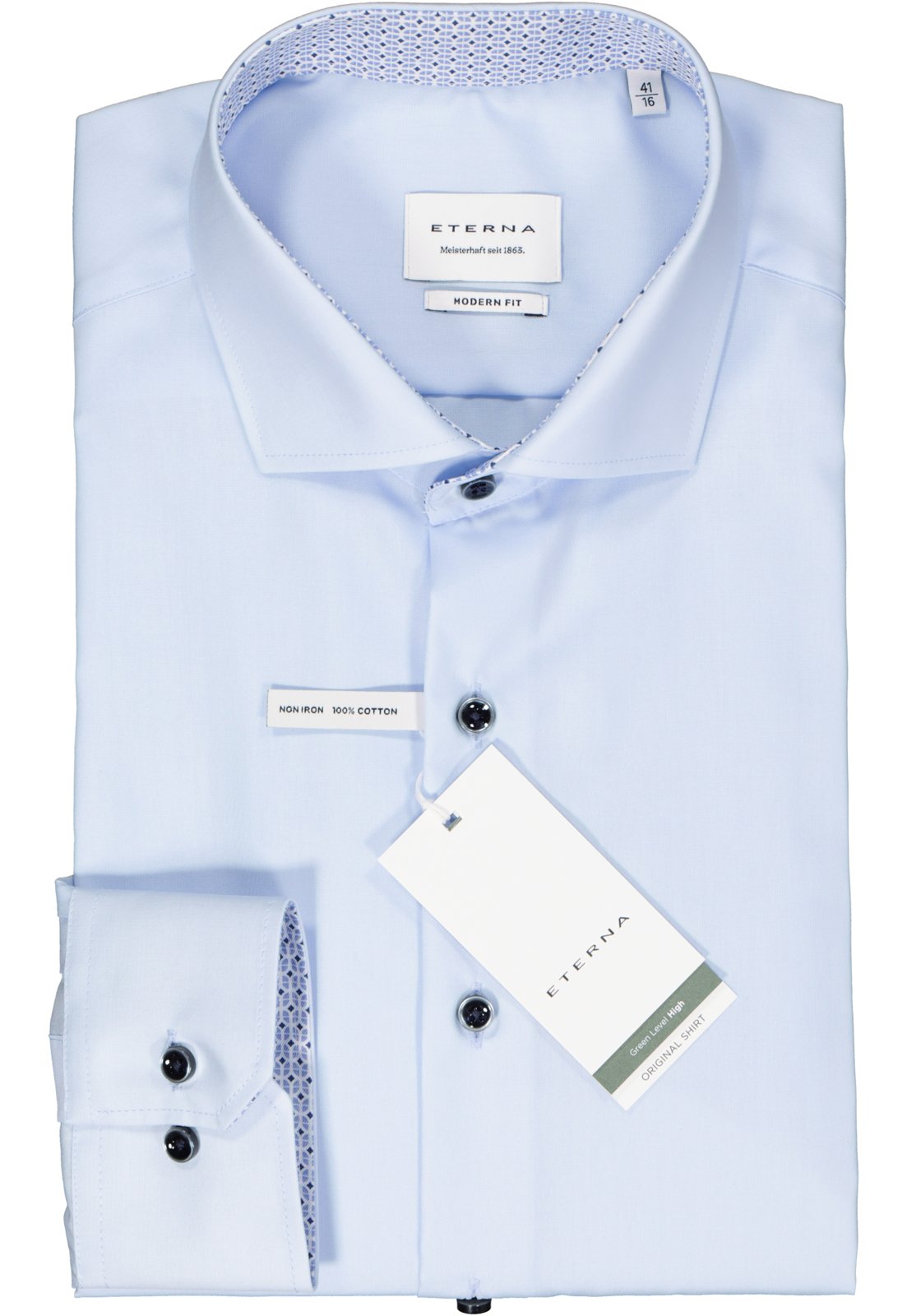 2-4067159263034_eterna-overhemd_HR ETERNA modern fit overhemd, popeline, lichtblauw (contrast)