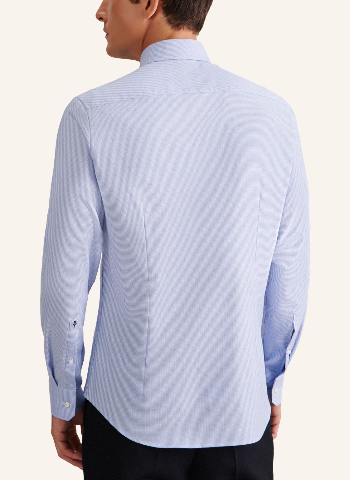 Seidensticker regular fit overhemd, mouwlengte 7, structuur, blauw