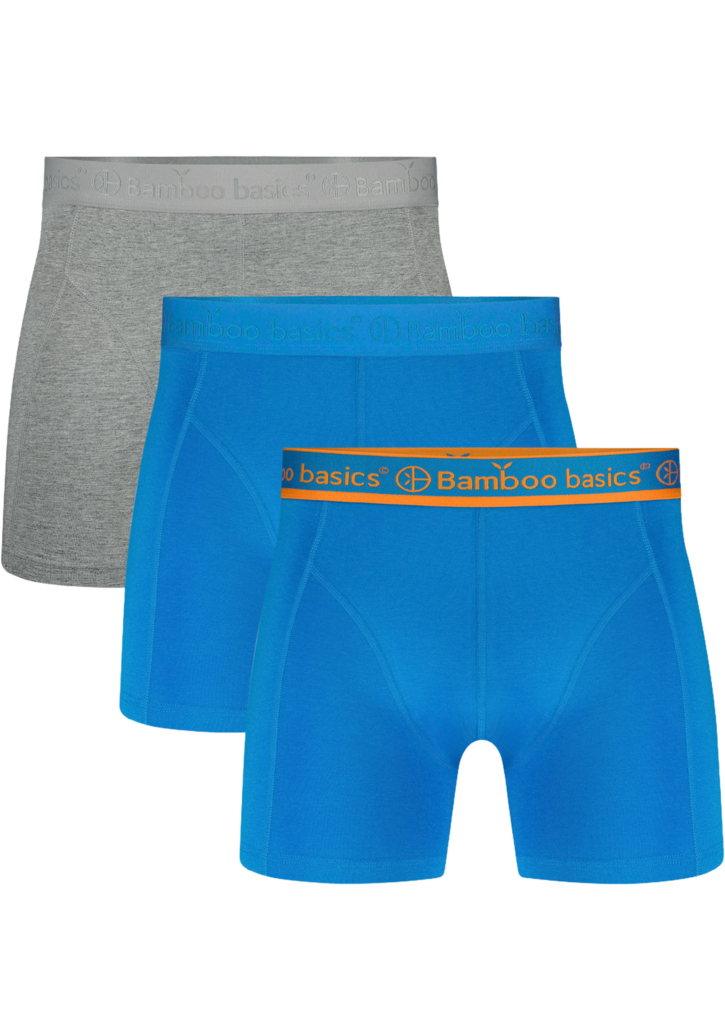 Bamboo Basics Rico boxershorts (3-pack), heren boxershort, grijs melange, blauw aster, blauw aster
