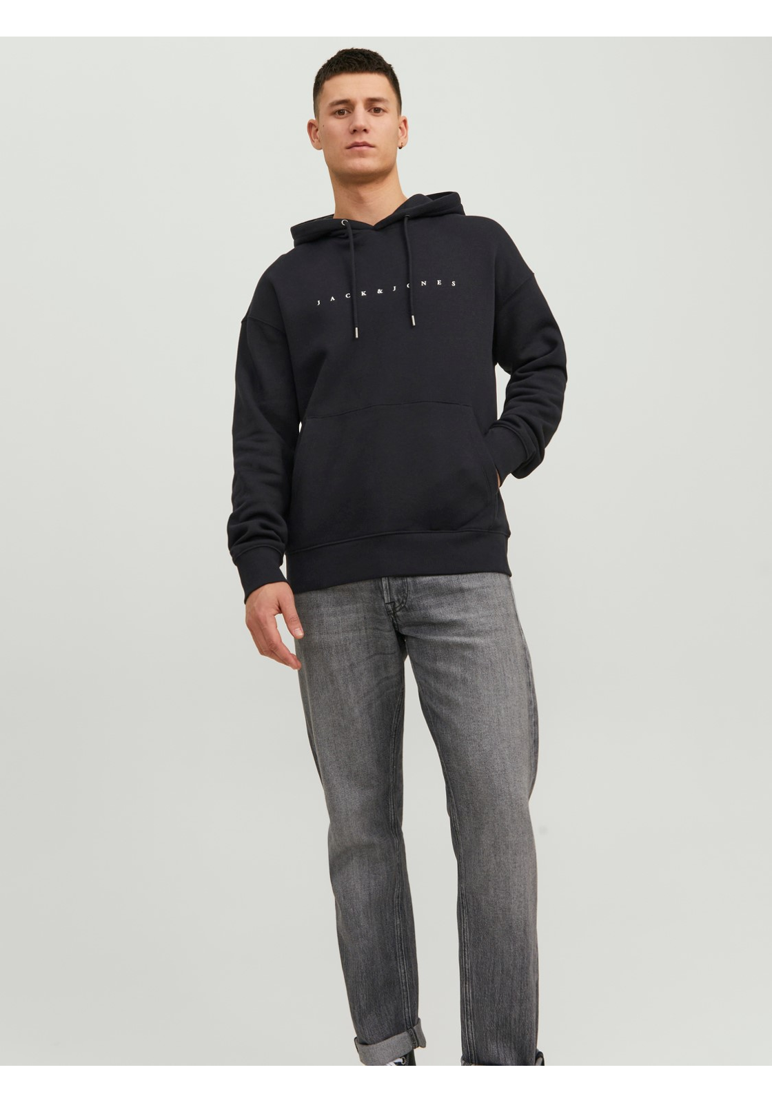 image_3_jj__4215778__front1jpgv7efbf3514c5ebb859f97bc7960762e4704f8 JACK & JONES Star jj sweat hood regular fit, heren hoodie katoenmengsel met capuchon, zwart