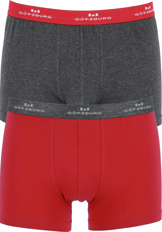 Gotzburg heren boxers (2-pack), normale lengte, donkergrijs en rood Gotzburg heren boxers (2-pack), normale lengte, donkergrijs en rood
