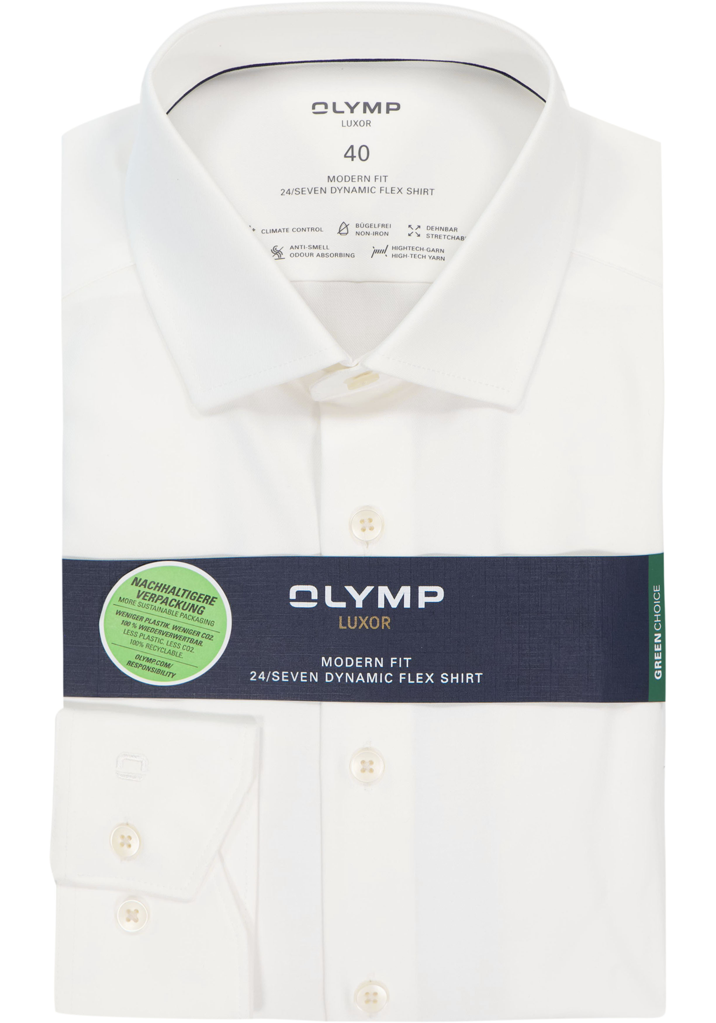 OLYMP Luxor 24/7 modern fit overhemd, twill, lichtbeige