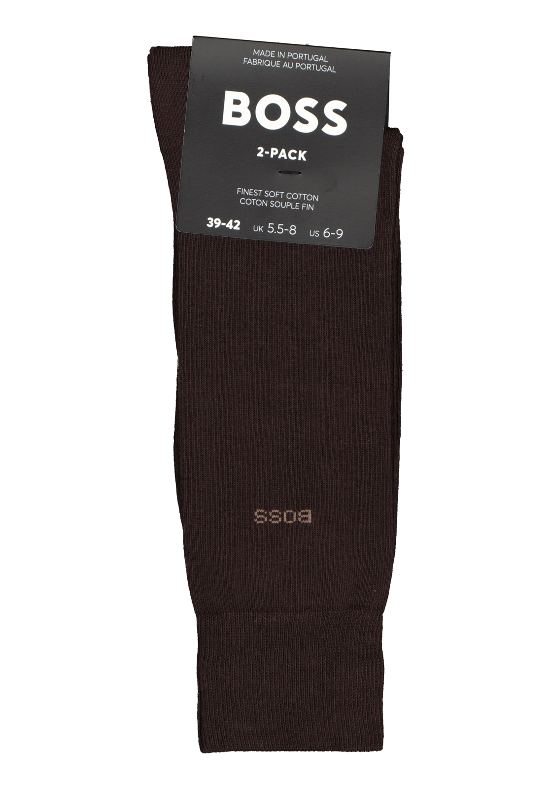 3-4043861441861_hugo_boss_sokken_2p_HR BOSS Cotton Uni (2-pack), herensokken katoen, donkerbruin