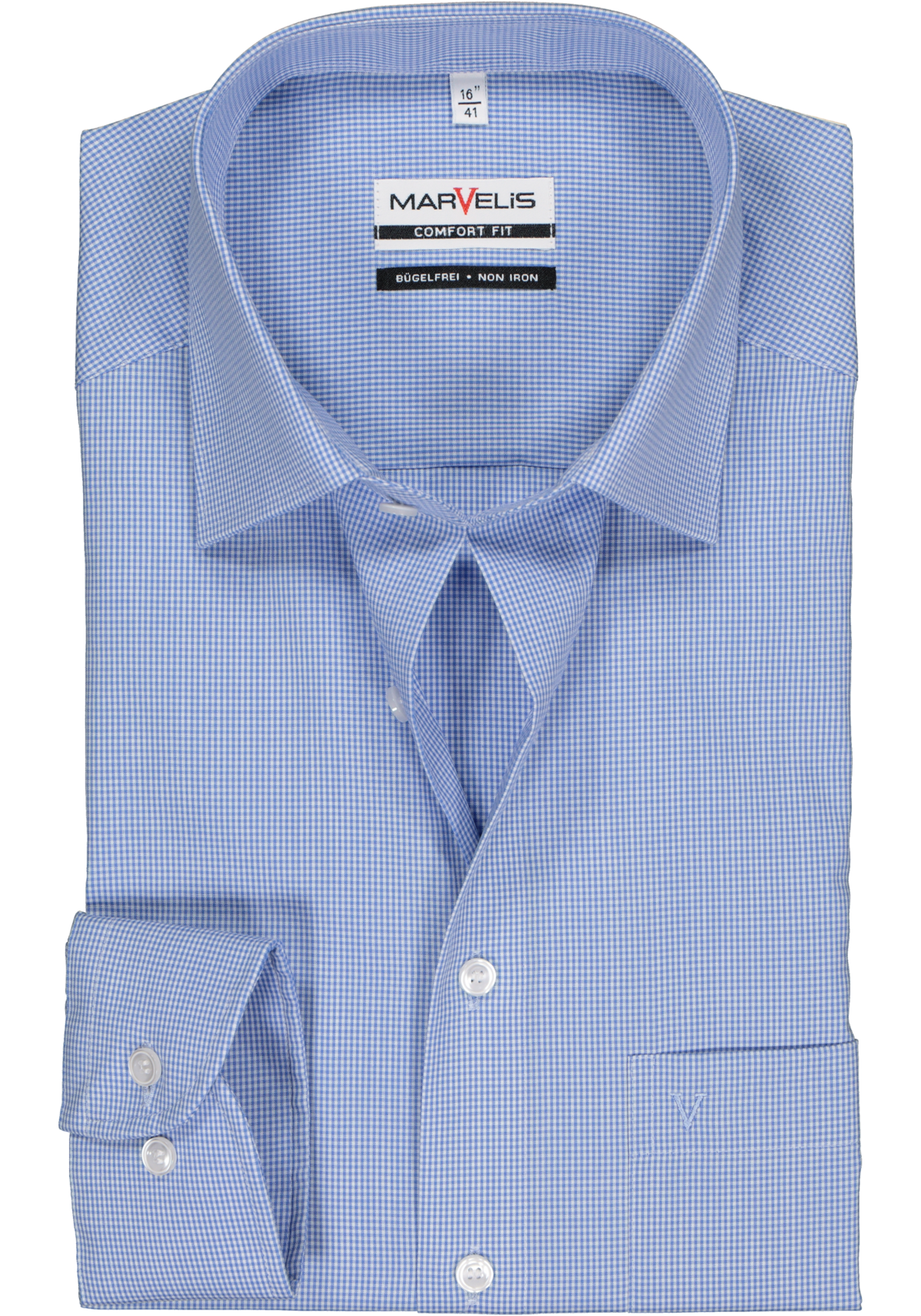 1-4055987605263_marvelis-overhemd_HR MARVELIS comfort fit overhemd, blauw met wit geruit