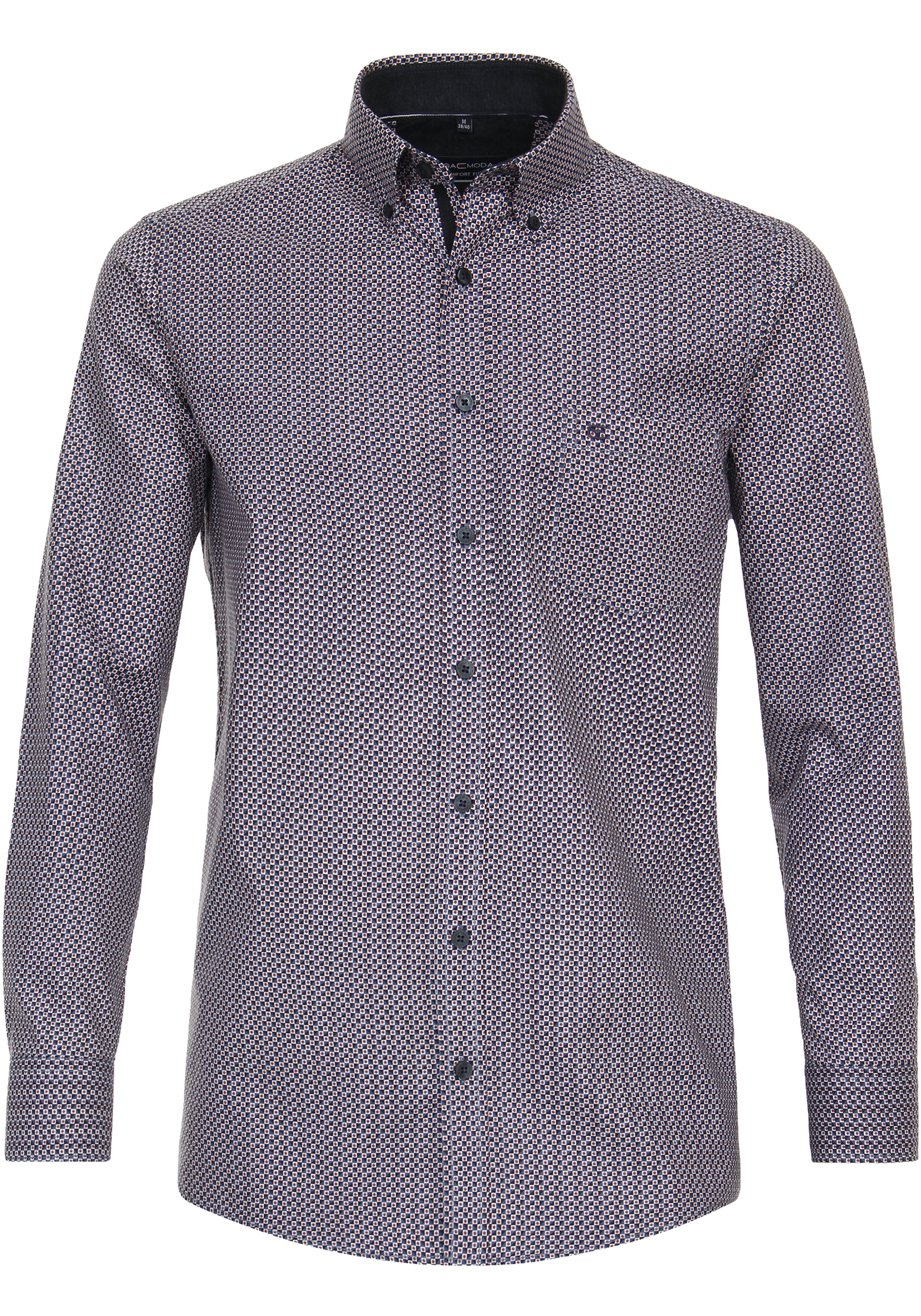 CASA MODA Sport comfort fit overhemd, twill, oranje dessin