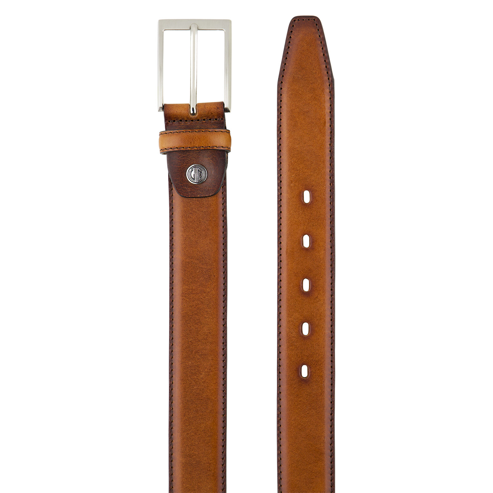 LINDENMANN leren heren riem, cognac