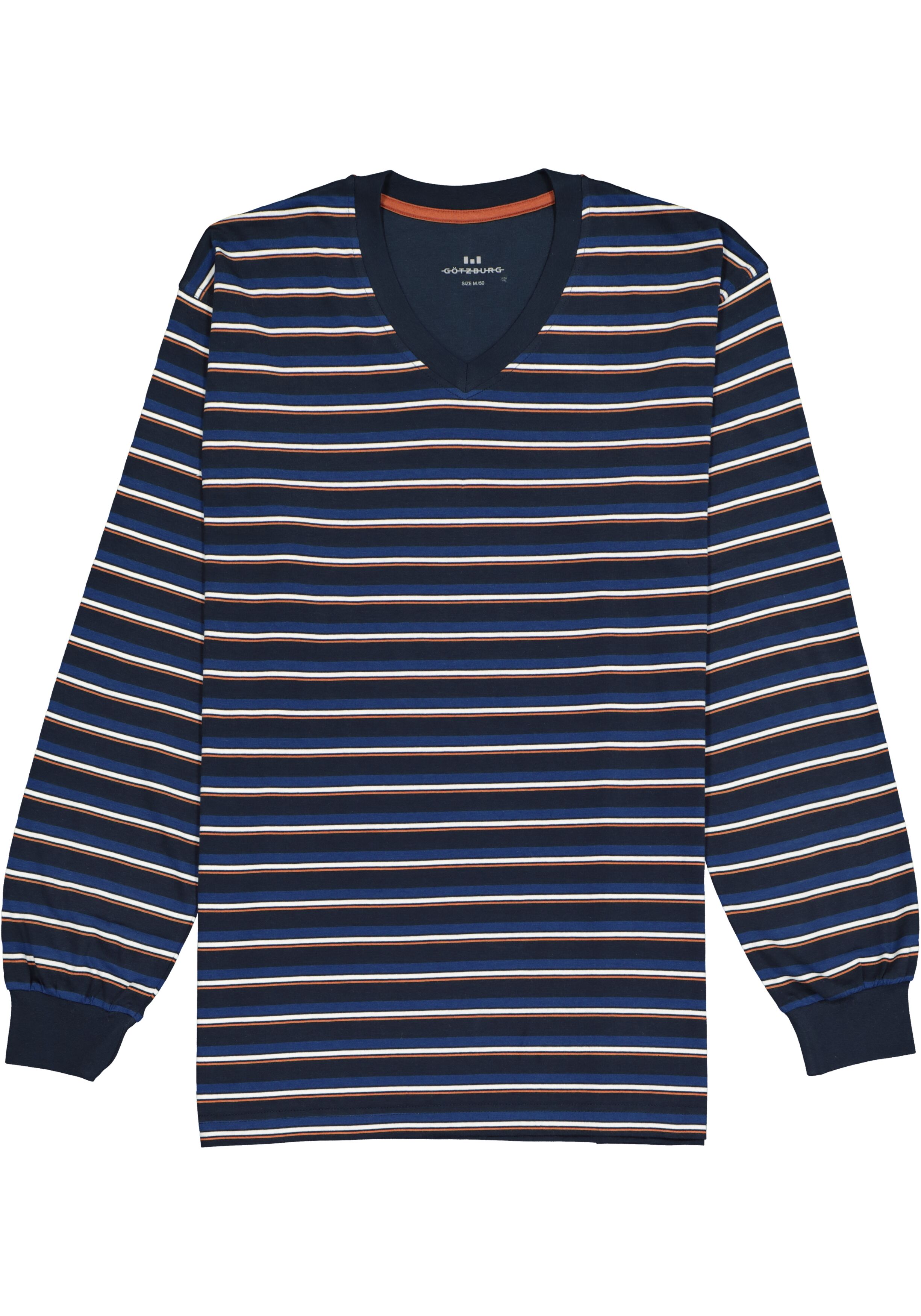 Gotzburg heren pyjama V-hals, donkerblauw gestreept