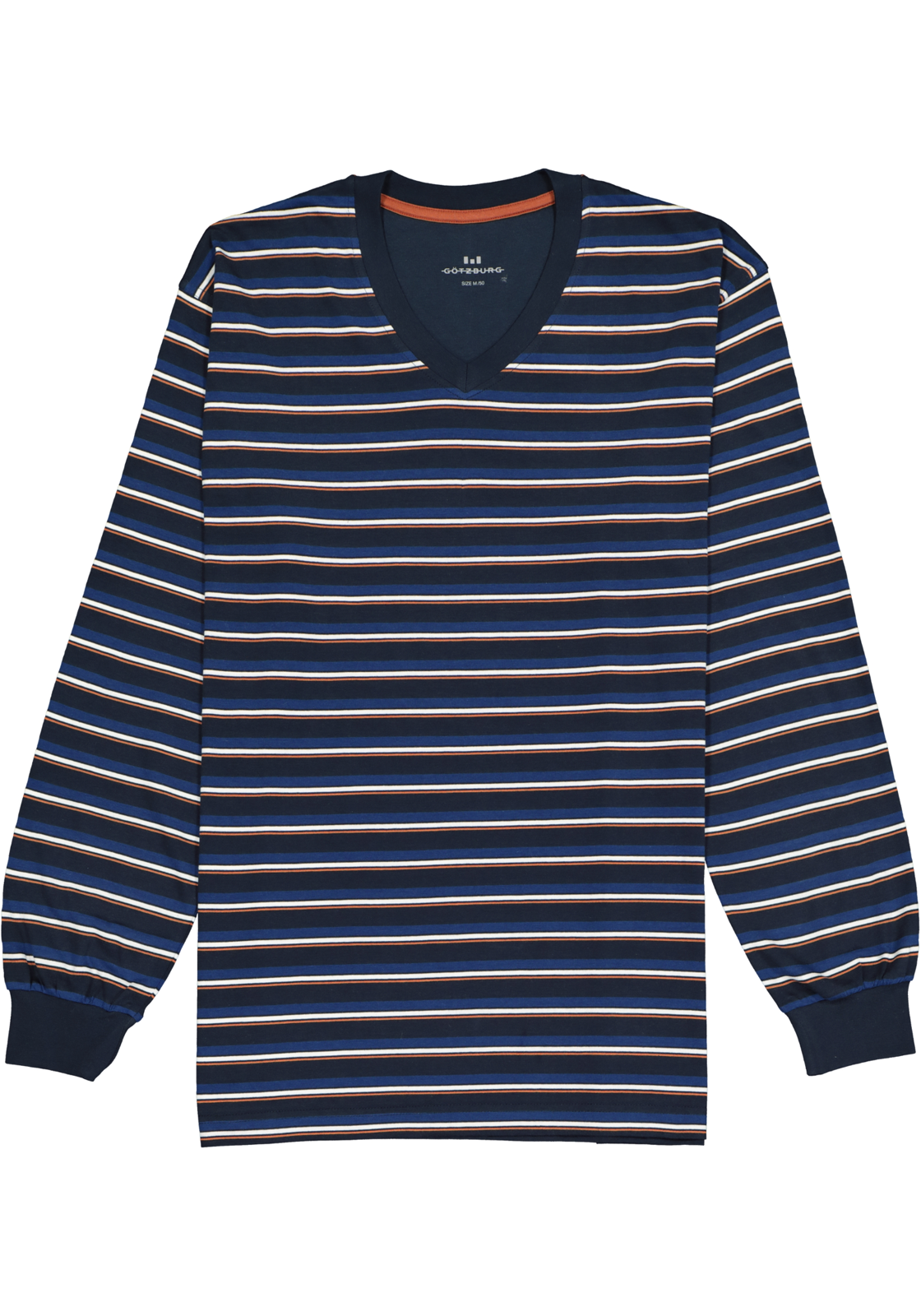 2-4060084194473_gotzburg_pyjama__HR Gotzburg heren pyjama V-hals, donkerblauw gestreept