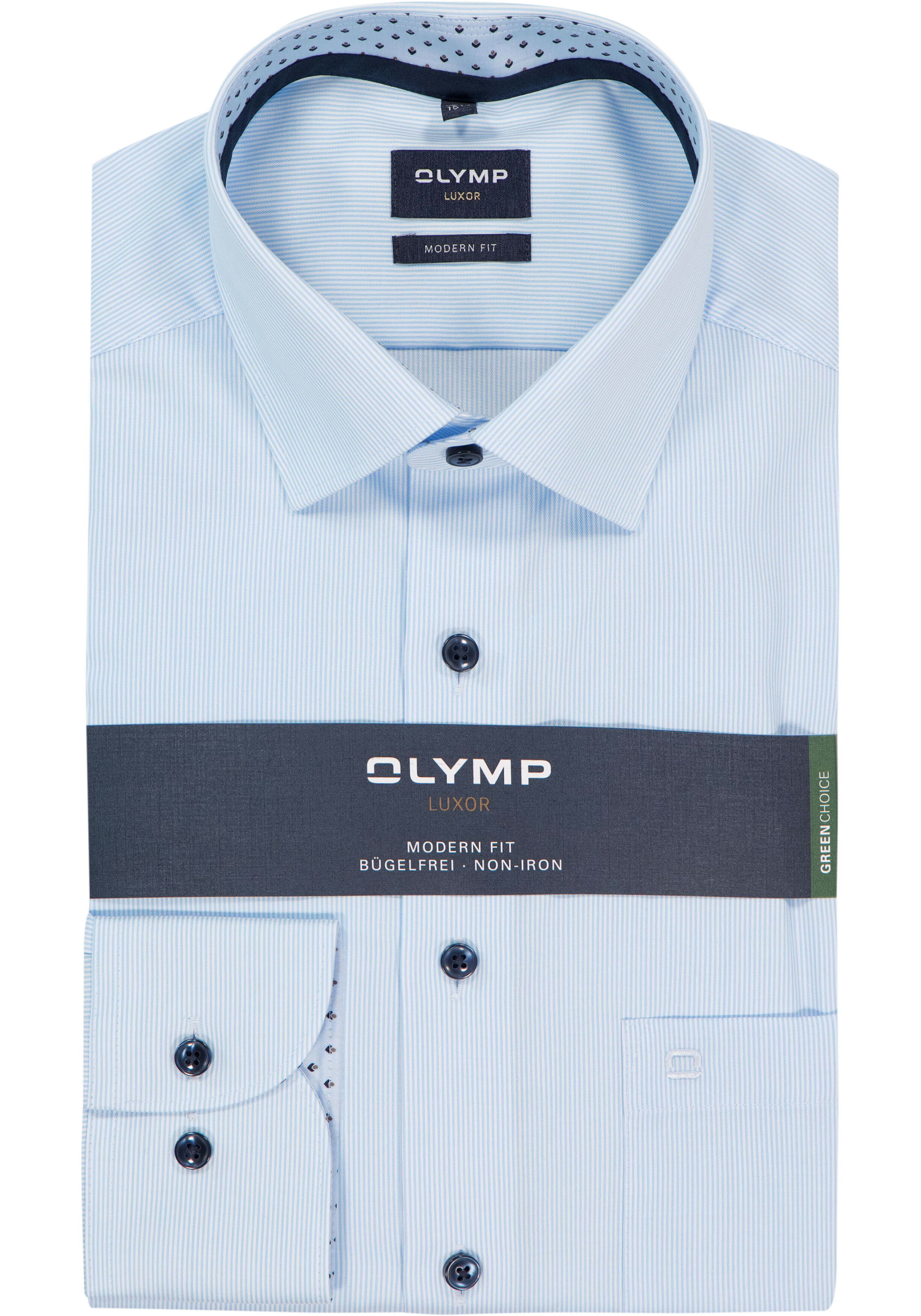 OLYMP Luxor modern fit overhemd, twill, lichtblauw
