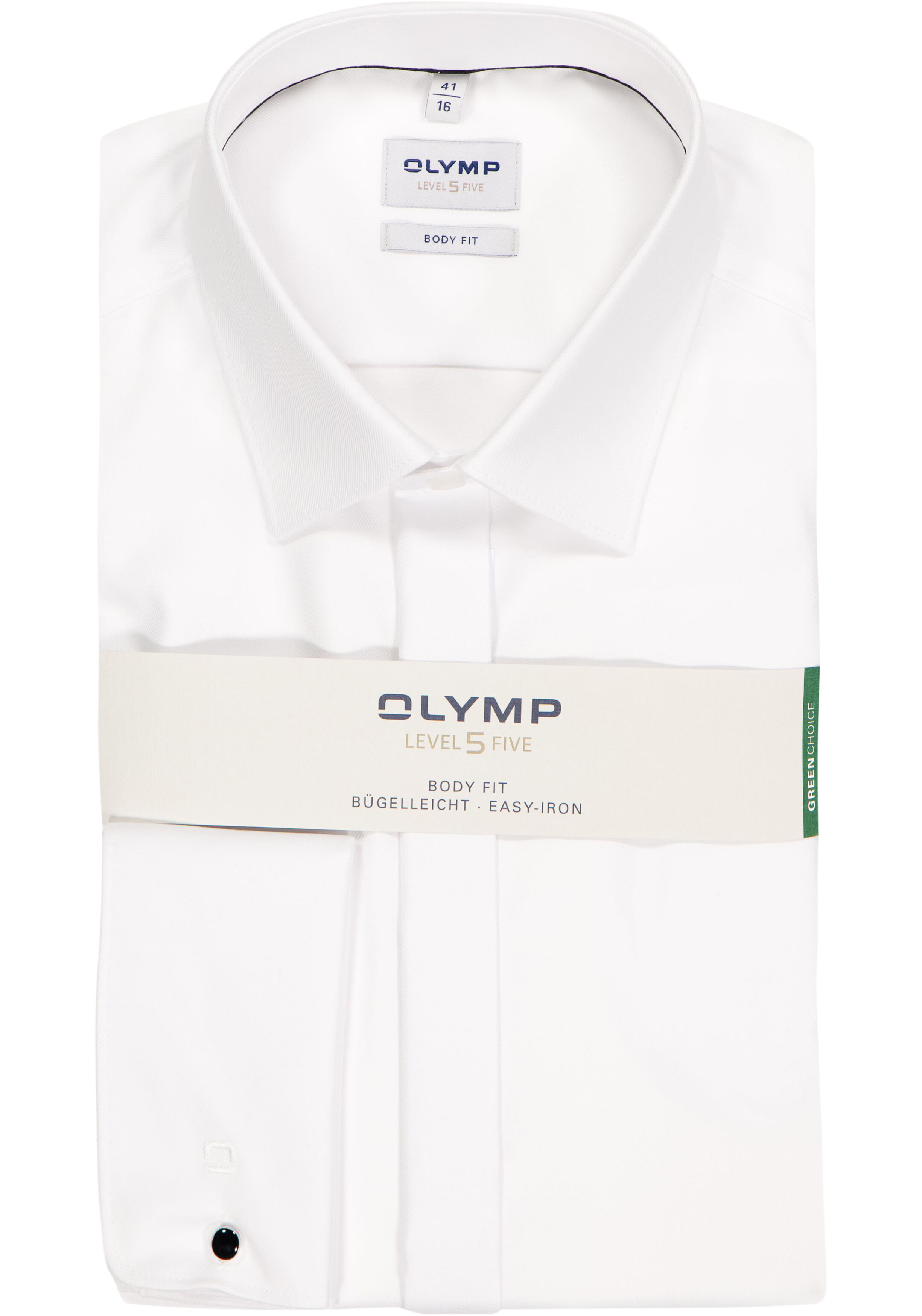 OLYMP Level 5 body fit overhemd, twill, wit