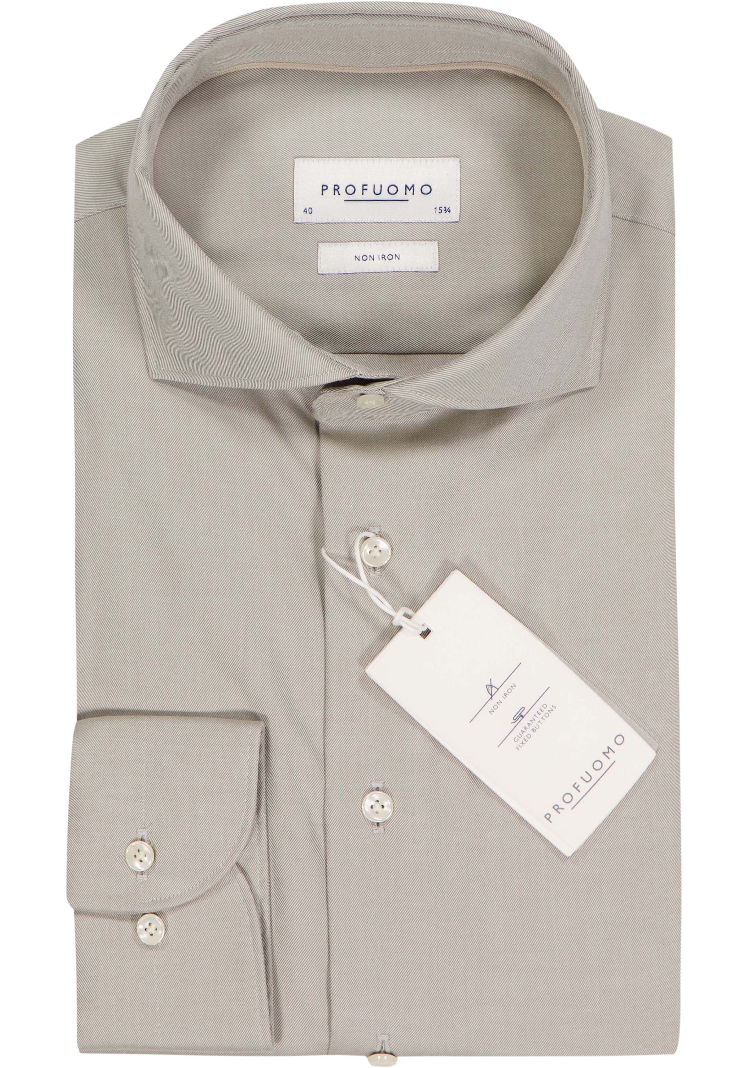 Profuomo slim fit heren overhemd, twill, beige