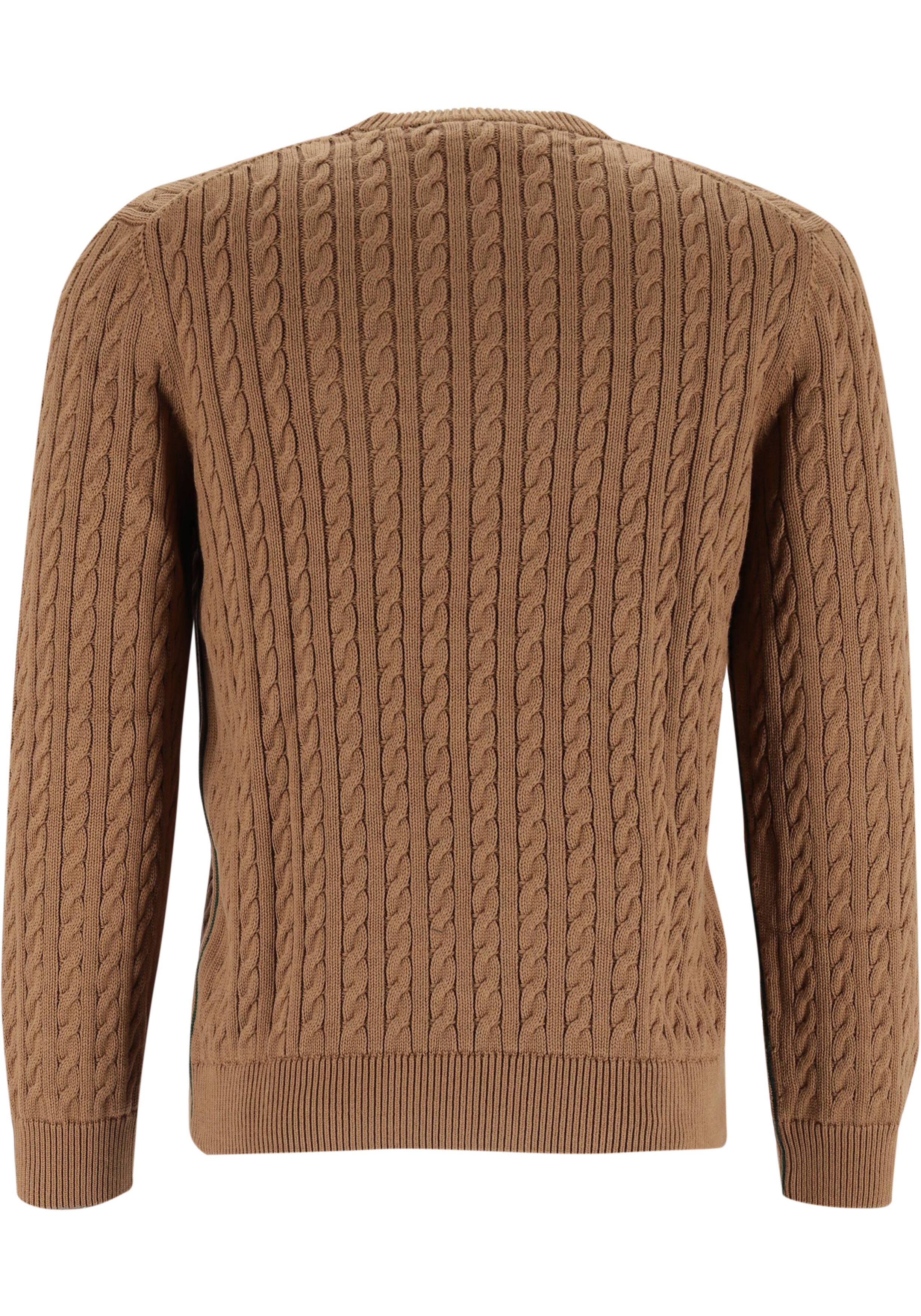 Lacoste herentrui katoen, O-hals, cookie lichtbruin