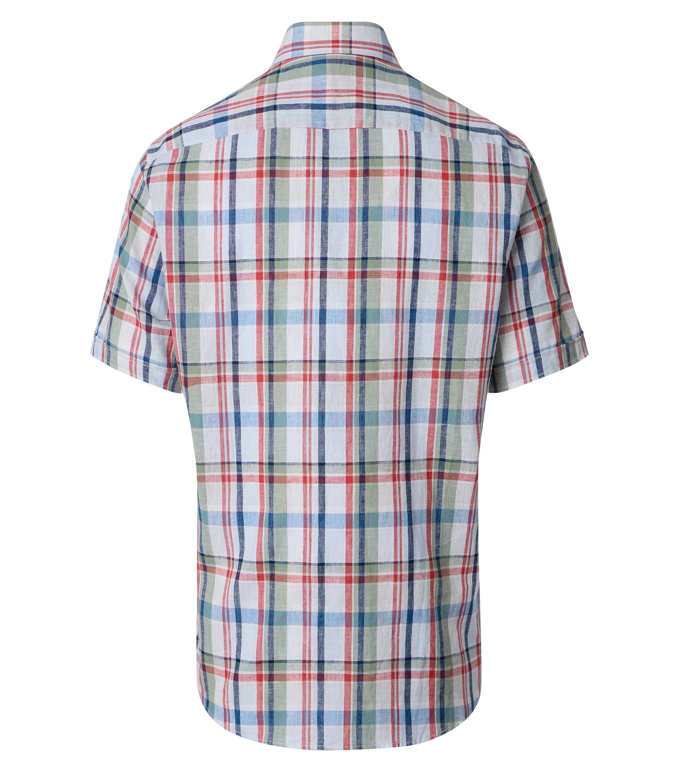 CASA MODA Sport casual fit overhemd, korte mouw, structuur, wit, groen, rood, blauw, lichtblauw geruit