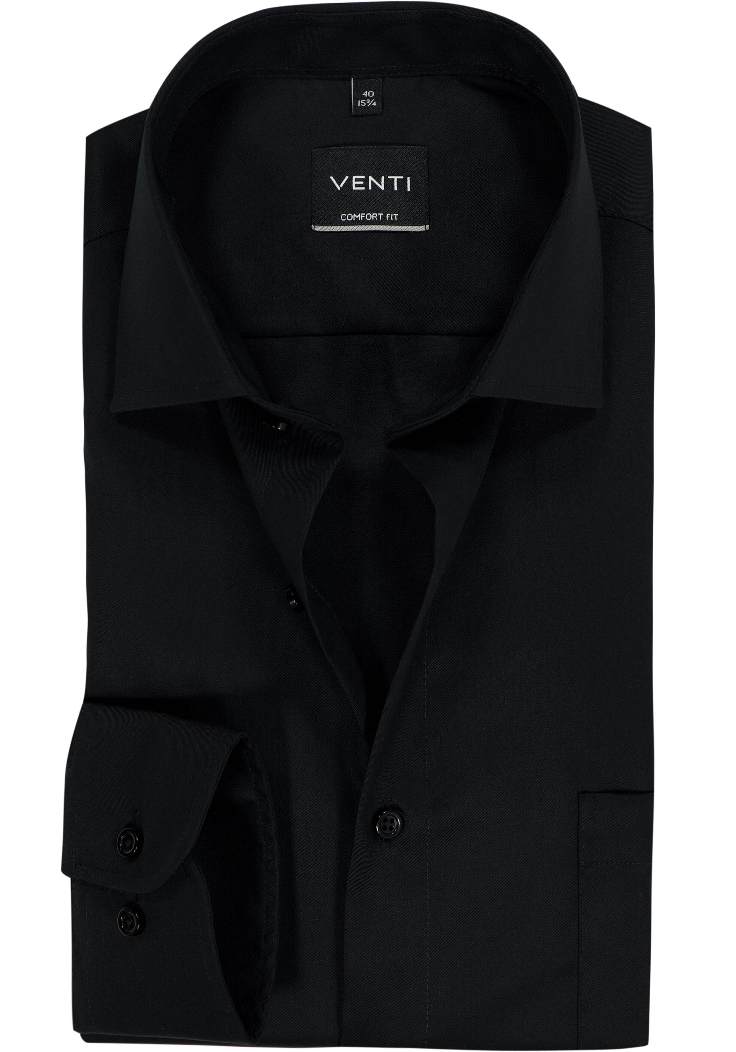 VENTI CASA MODA comfort fit overhemd, mouwlengte 7, structuur, zwart