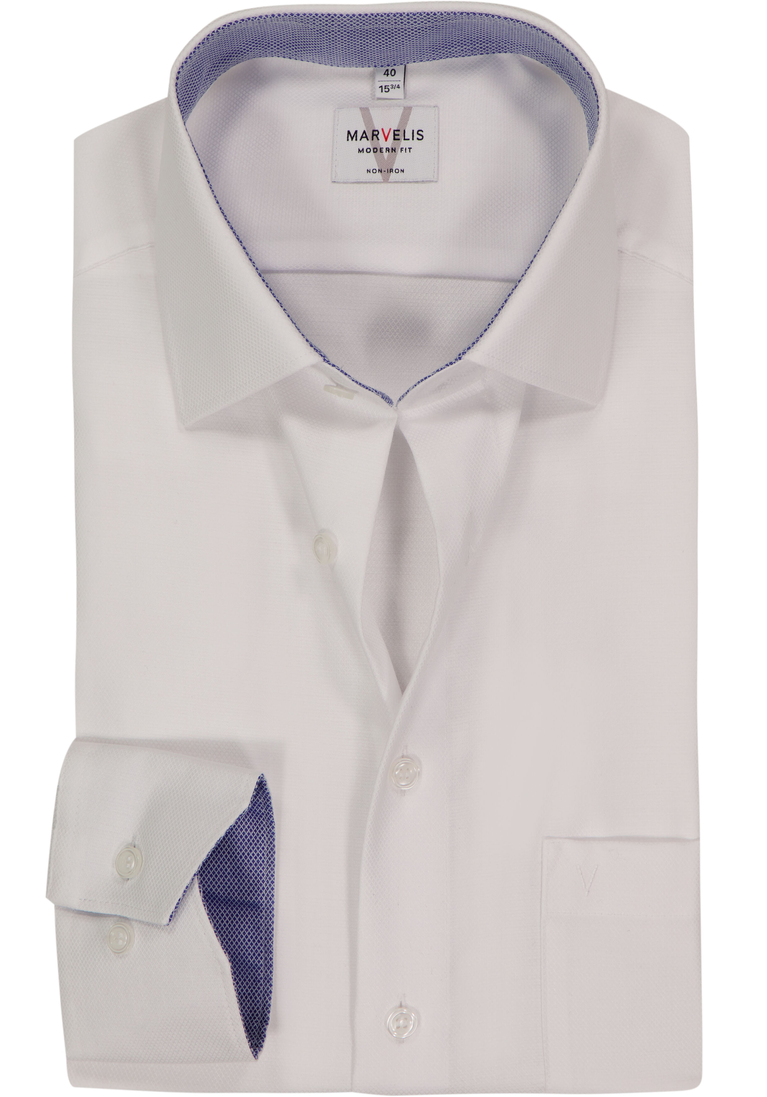 MARVELIS modern fit overhemd, wit structuur (contrast)