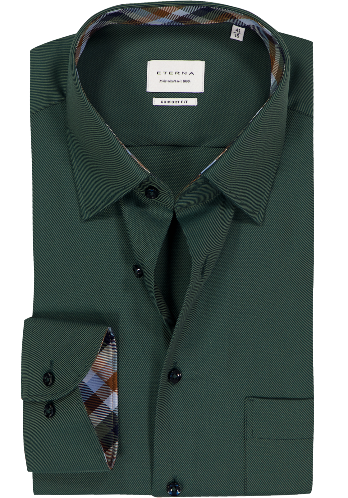ETERNA comfort fit overhemd, twill, donkergroen ETERNA comfort fit overhemd, twill, donkergroen