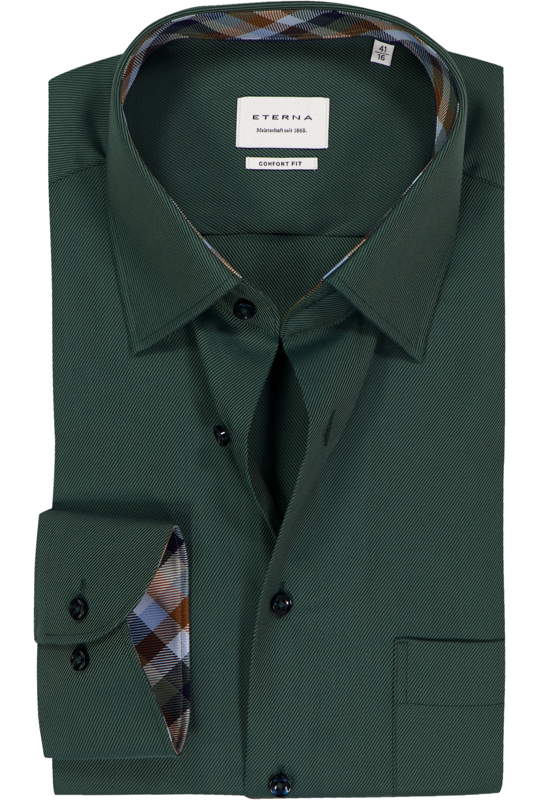 ETERNA comfort fit overhemd, twill, donkergroen ETERNA comfort fit overhemd, twill, donkergroen