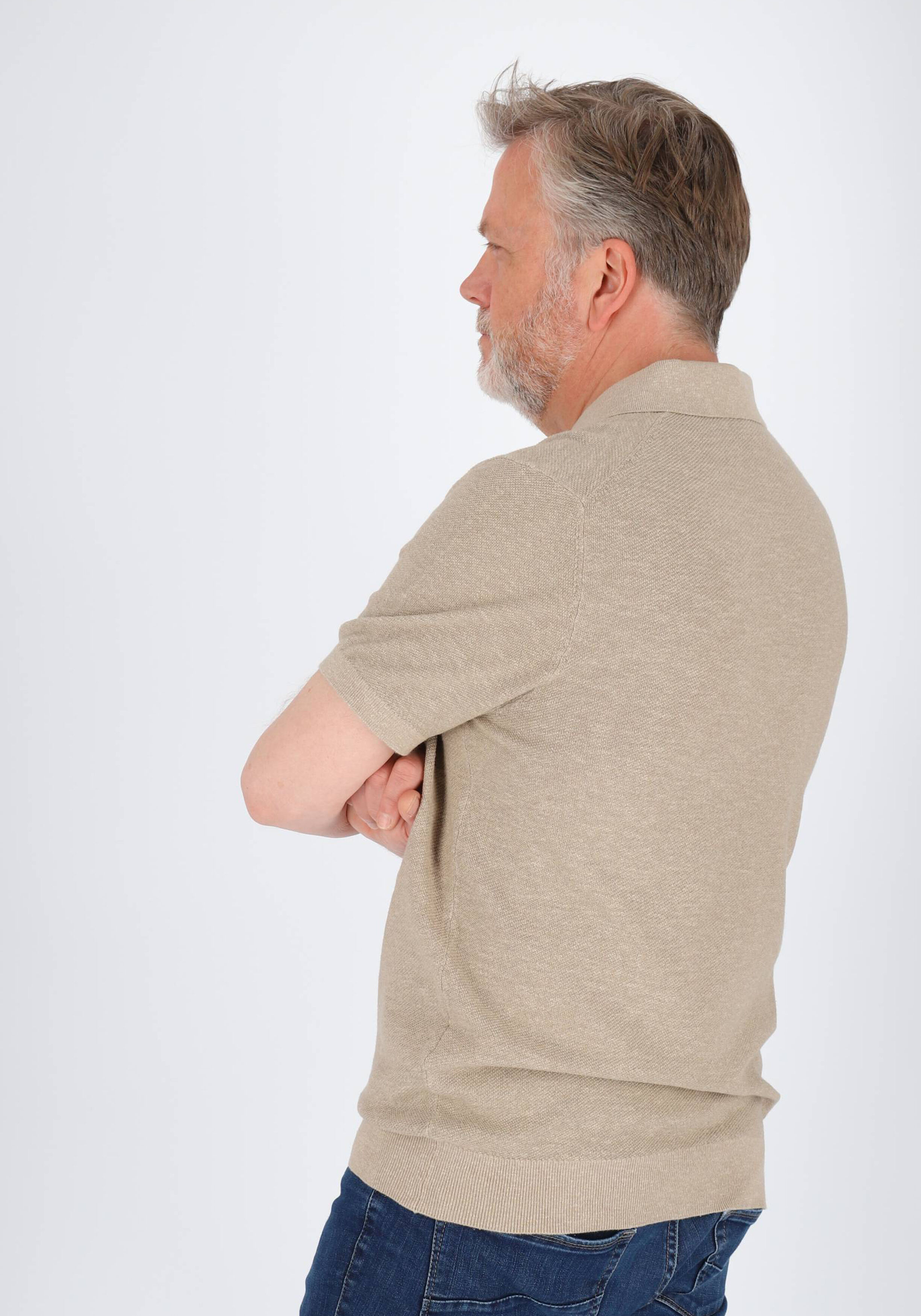Profuomo slim fit heren polo, beige