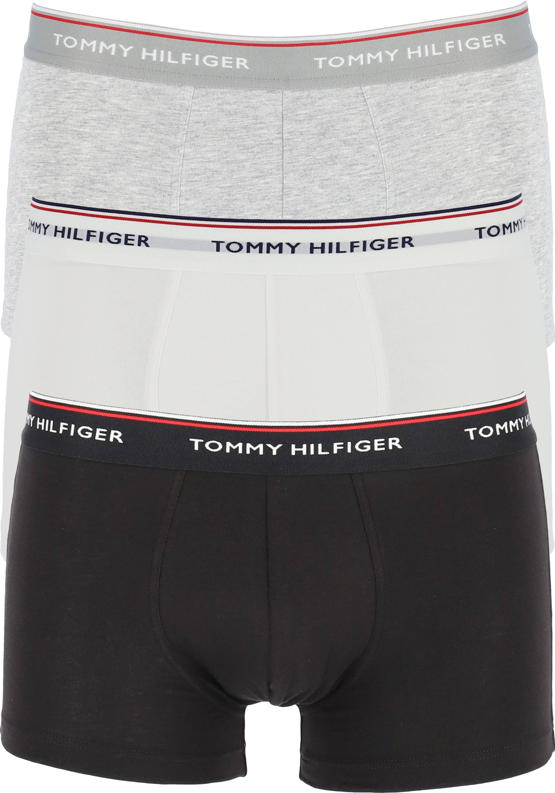 1-8718936665690_HR Tommy Hilfiger low rise trunk (3-pack), lage heren boxers kort, zwart, wit, grijs