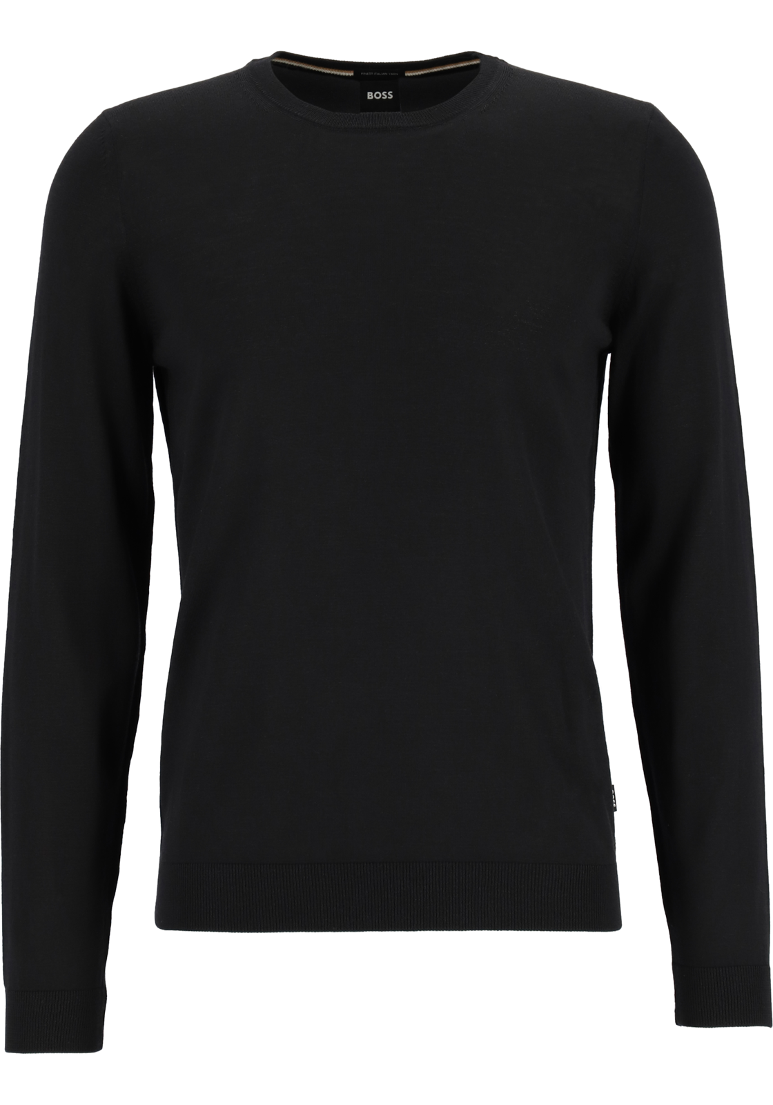 1-4021415408294-hugo_boss-HB_50468239001TR_zwart_4fotos_HR BOSS Leno heren trui wol, slim fit met O-hals, zwart