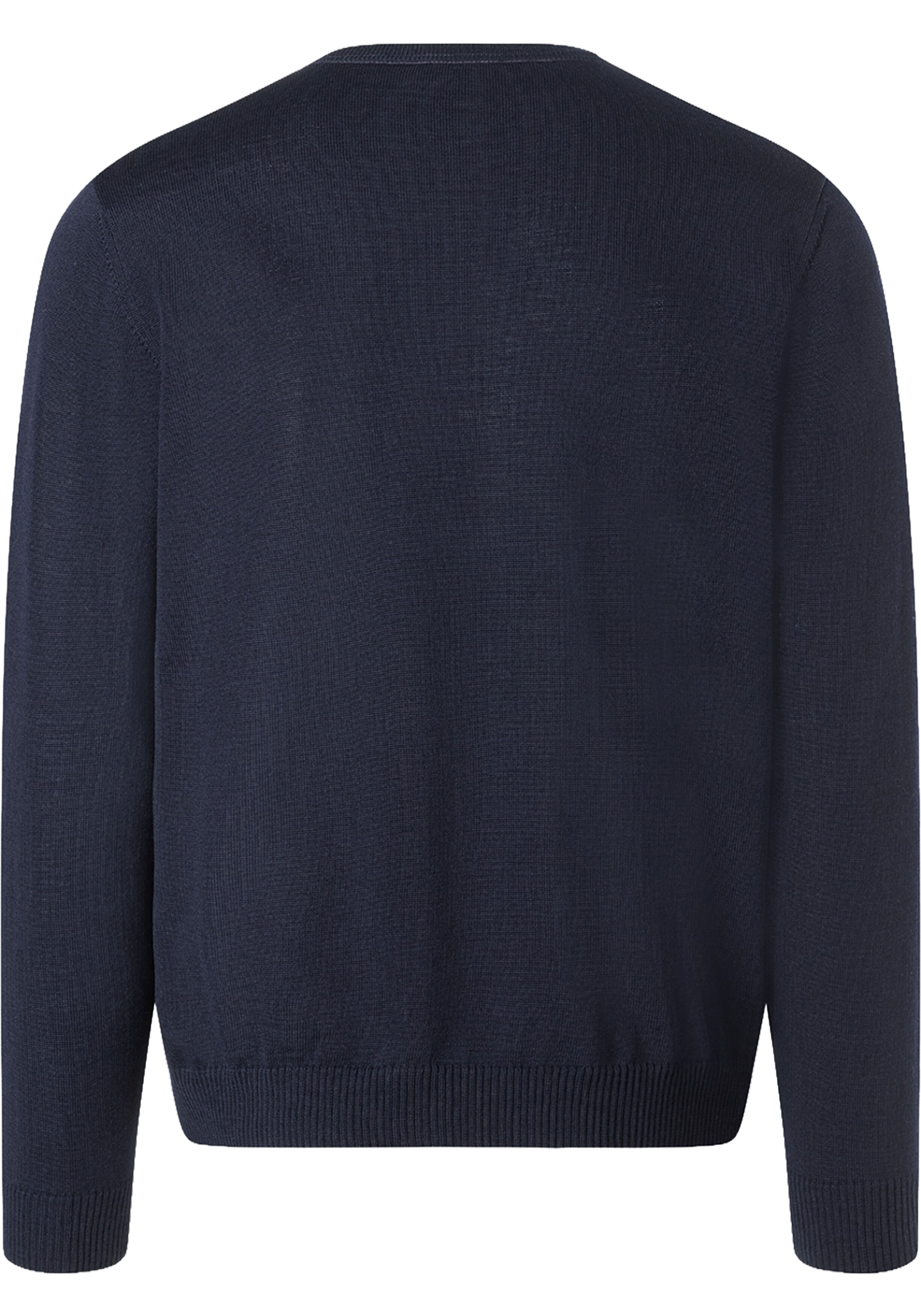 MAERZ Classic Fit heren trui met O-hals wol, navy blauw