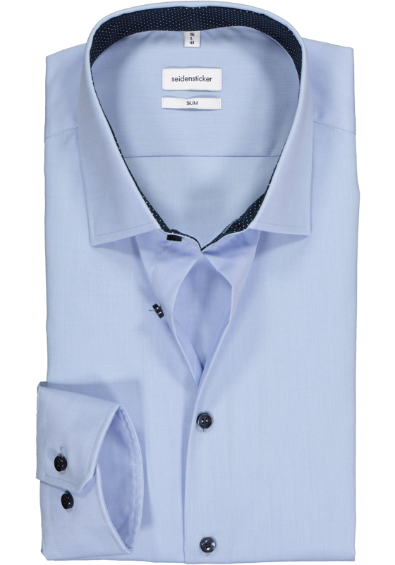 Seidensticker slim fit overhemd, lichtblauw (contrast)   Seidensticker slim fit overhemd, lichtblauw (contrast)
