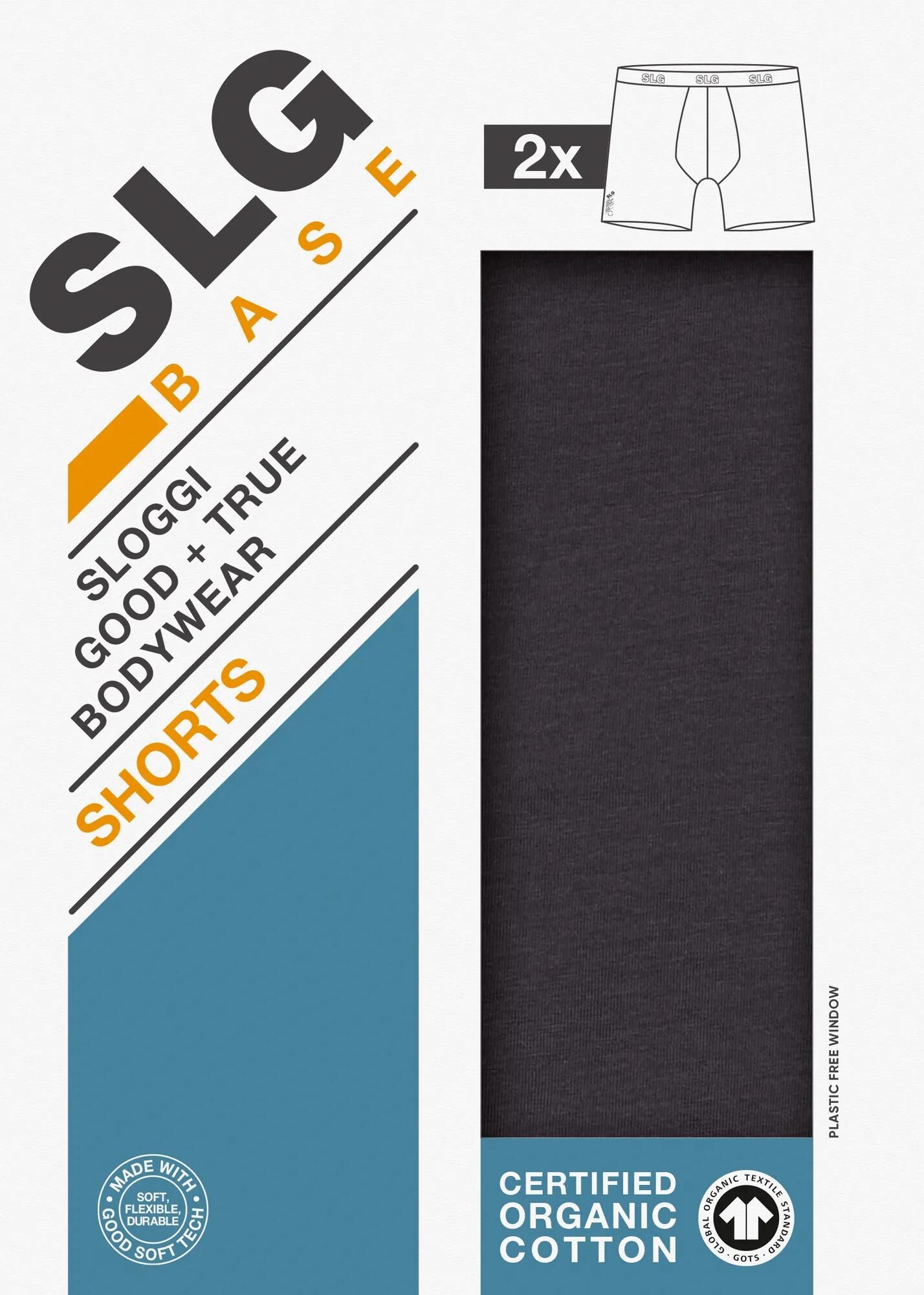Sloggi Men SLG Base Short, heren boxershort korte pijp (2-pack), donkergrijs