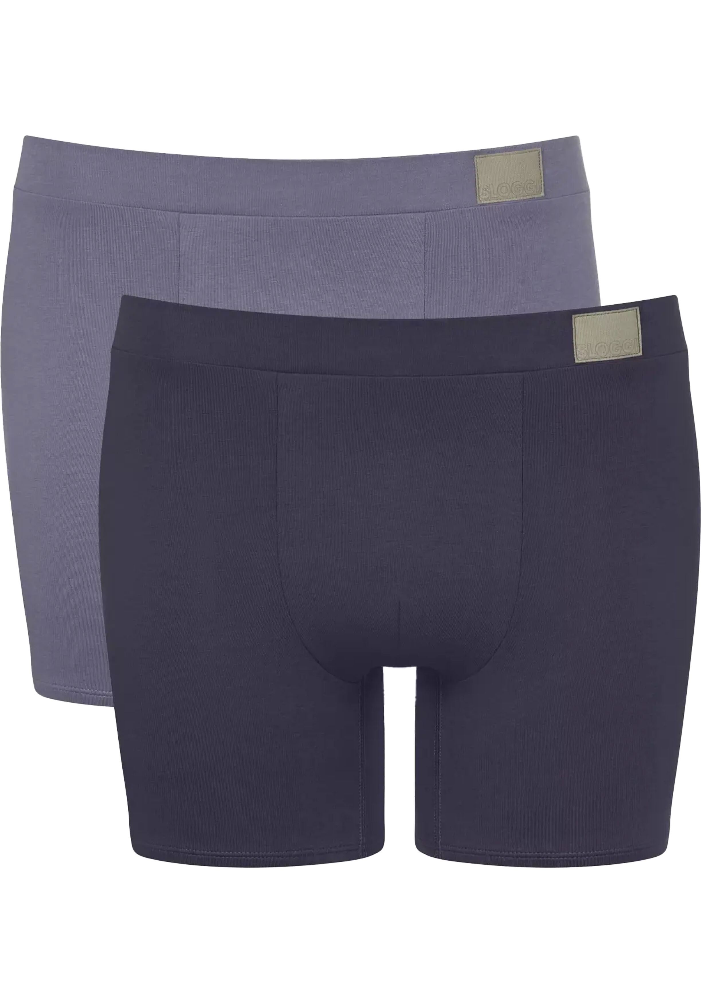 Sloggi Men GO Natural Short, heren boxershort korte pijp (2-pack), licht- en donkerblauw