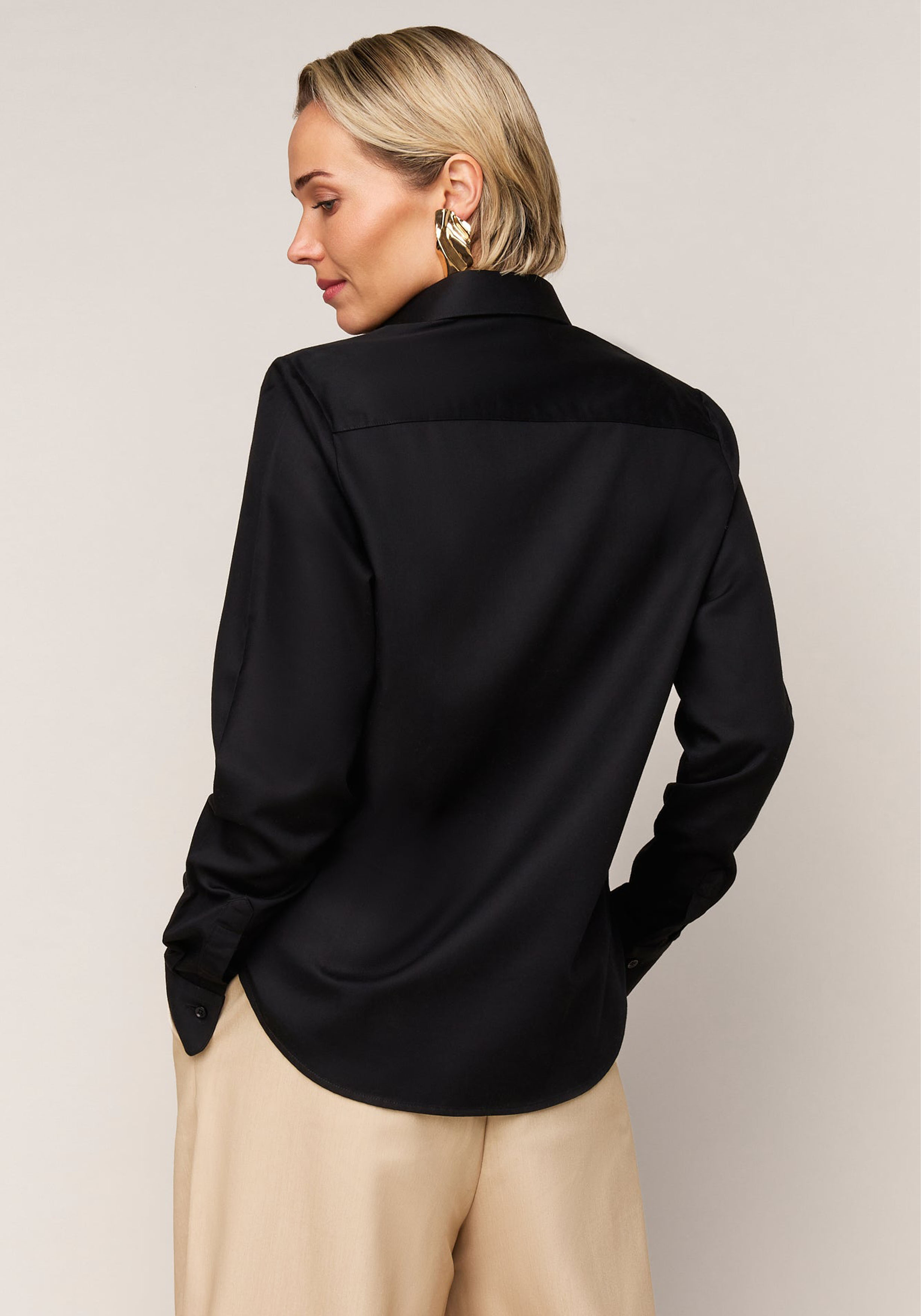 Vander Amsterdam damesblouse regular fit enkele manchet, twill, zwart