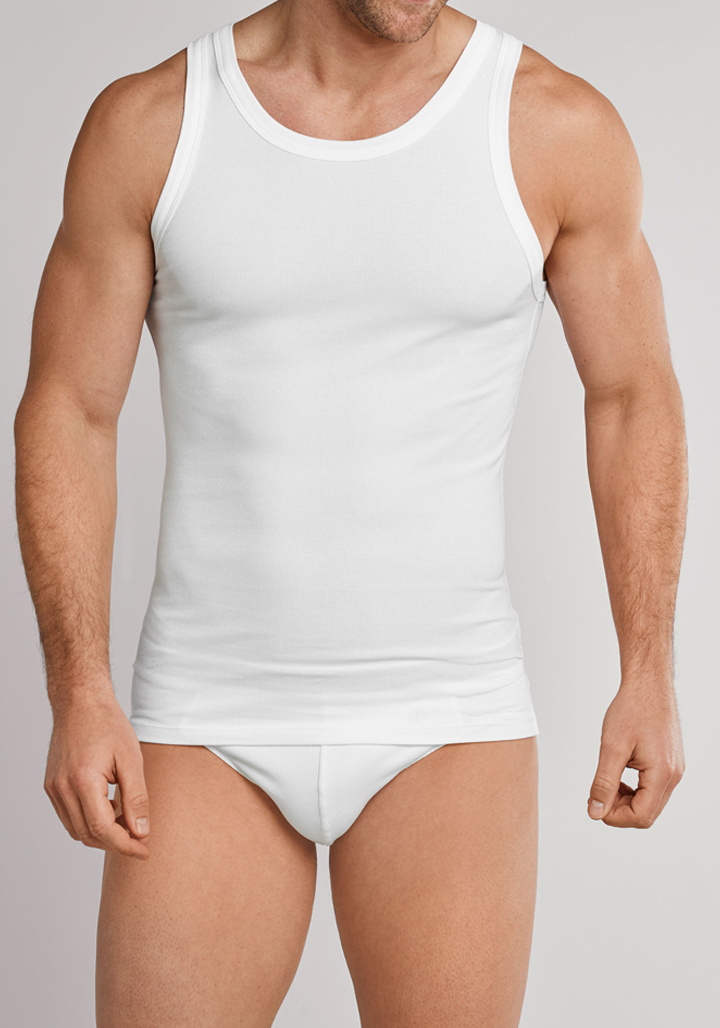 SCHIESSER Retro Rib singlet (1-pack), dubbelrib, wit