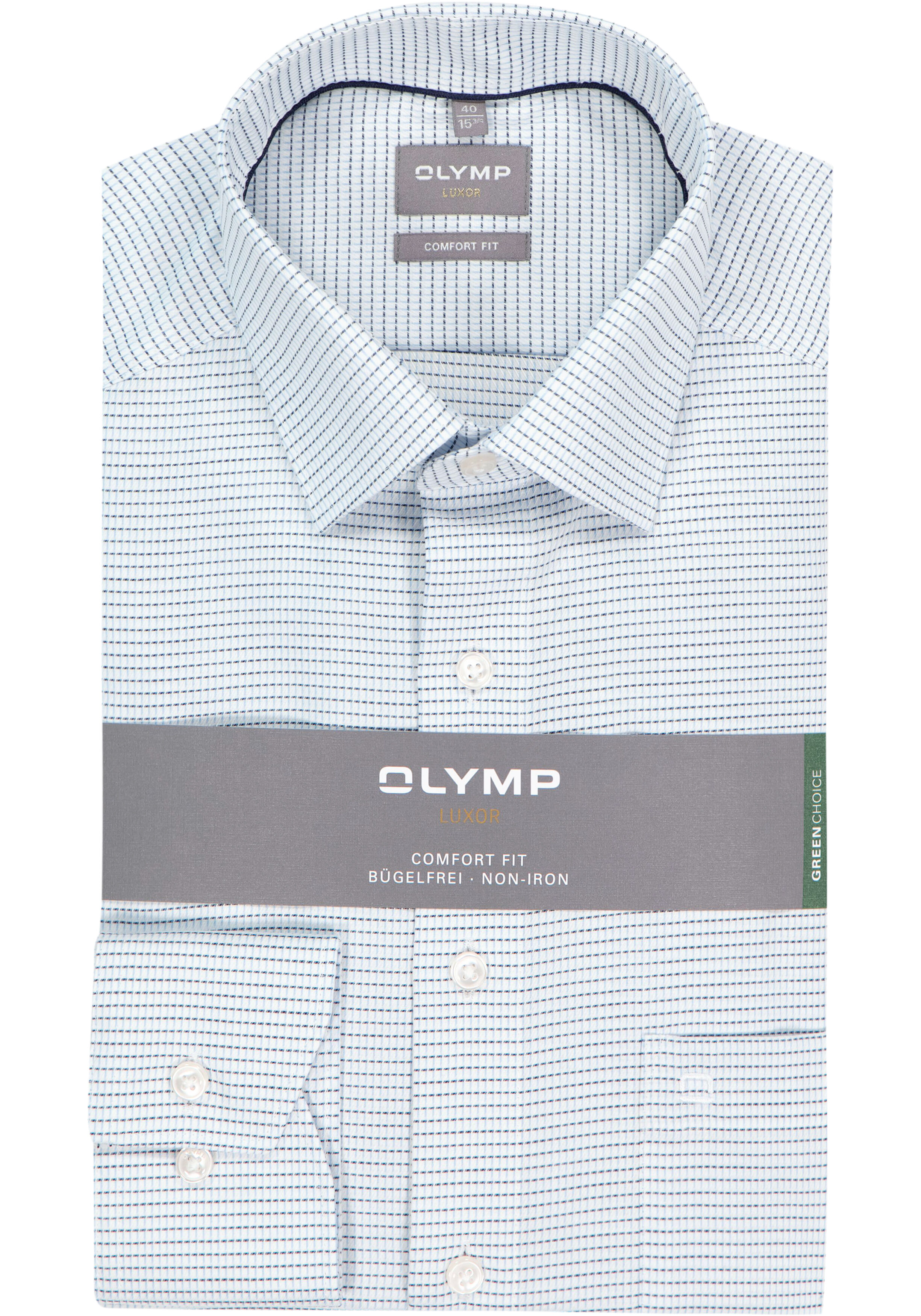 OLYMP Luxor comfort fit overhemd, structuur, lichtblauw