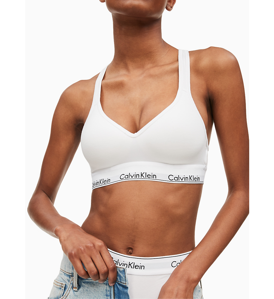 Calvin Klein dames Modern Cotton bralette top, met voorgevormde cups, wit