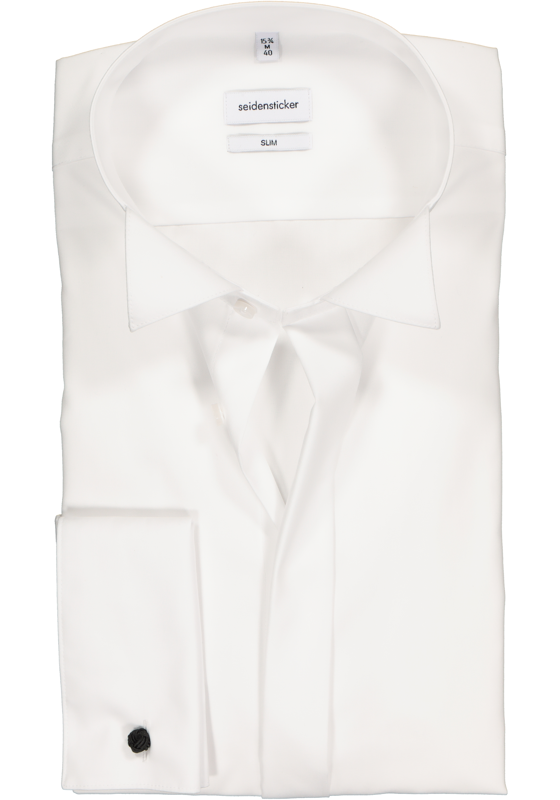 Seidensticker slim fit overhemd, dubbele manchet wing kraag, wit Seidensticker slim fit overhemd, dubbele manchet wing kraag, wit