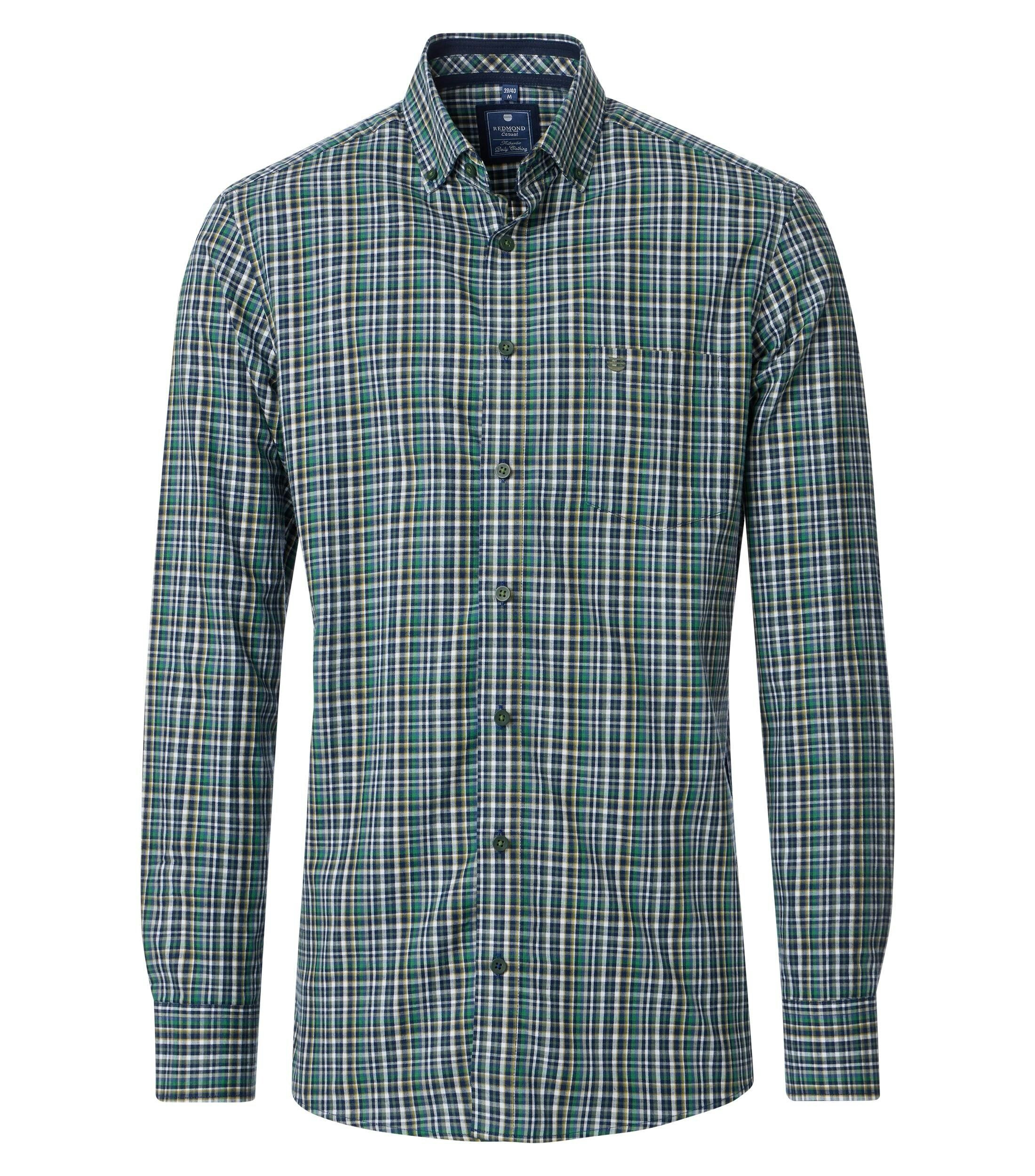 Redmond comfort fit overhemd, twill, groen geruit