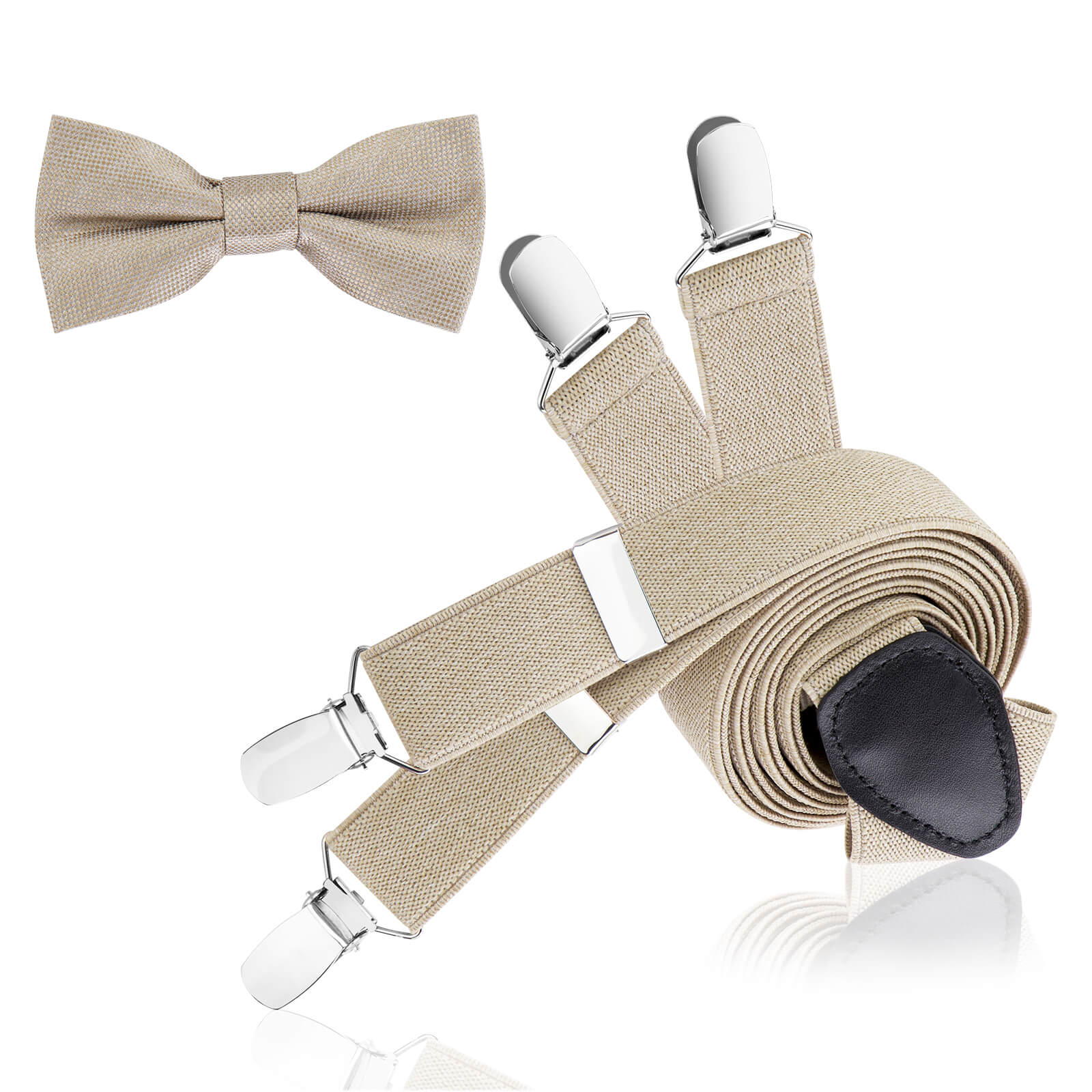 LINDENMANN heren bretels Y-vorm met strikje, beige